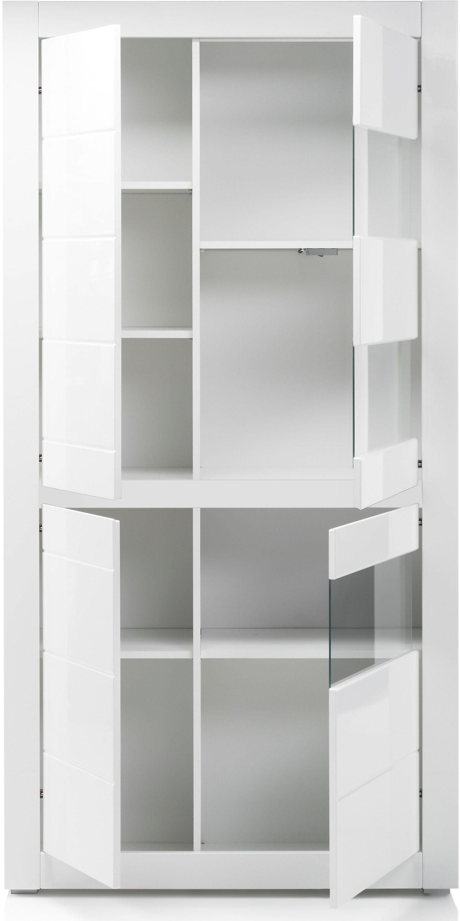 INOSIGN Vitrinekast Carat Hoogte 198 cm, twee latten geleverd, 1 x grijs, 1 x wit