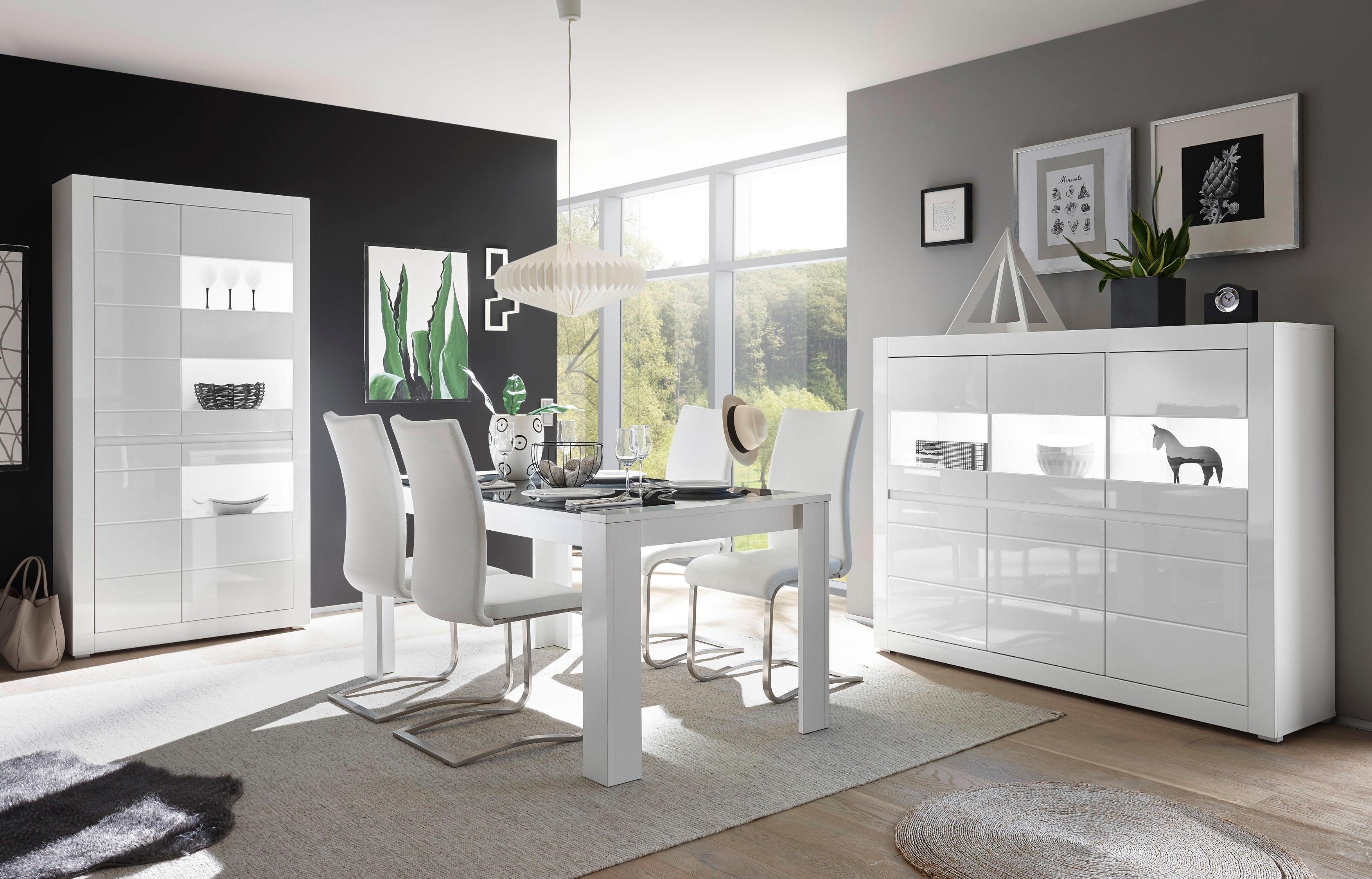 INOSIGN Vitrinekast Carat Hoogte 198 cm, twee latten geleverd, 1 x grijs, 1 x wit