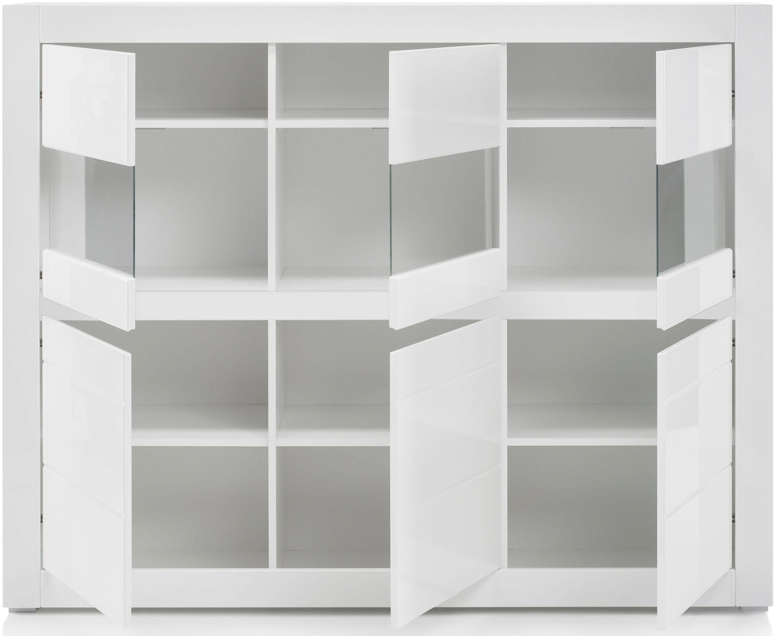 INOSIGN Highboard Carat Breedte 164 cm, front in wit en betonlook inbegrepen