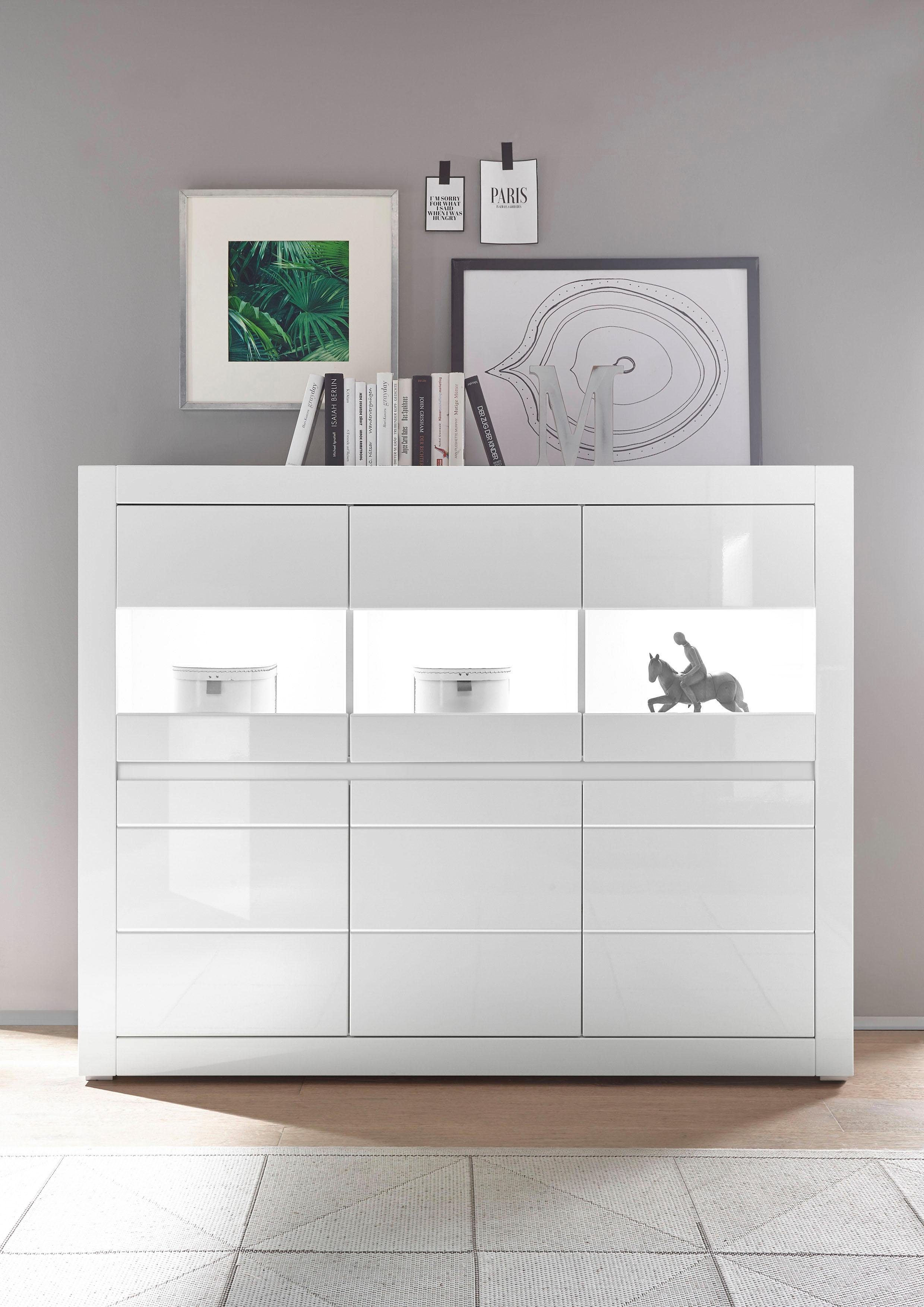 INOSIGN Highboard Carat Breedte 164 cm, front in wit en betonlook inbegrepen