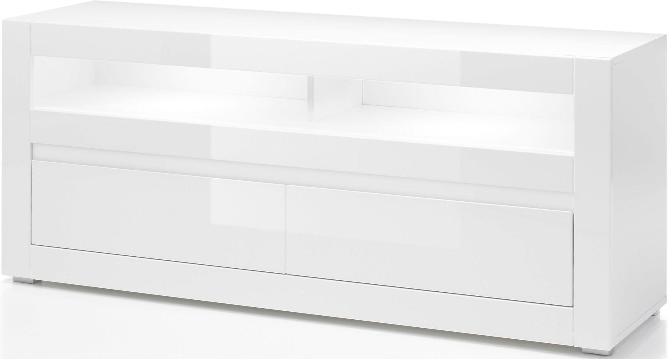 INOSIGN Tv-meubel Carat Breedte 150 cm, wordt geleverd met 2 latten (wit en grijs) lowboards maat 150x41x63 cm wit