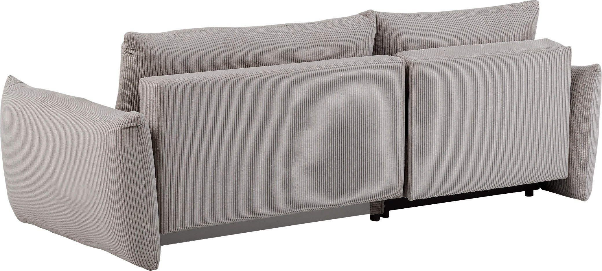 INOSIGN Hoekbank MAVAS bedbank met bedkist, L-model, ca. 257/127 cm (ligoppervlak 212/145 cm), ribfluweel, chenille, structuur
