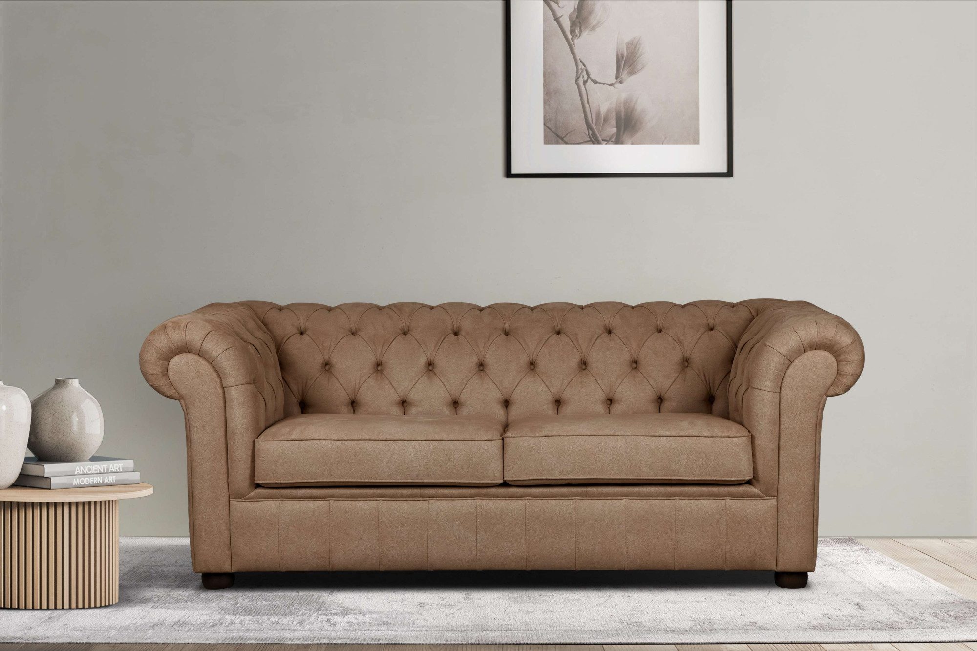Home affaire 3-zitsbank CHARENTE, optionele slaapbank, Chesterfield-sofa, bedfunctie met edele knoopbevestiging en typische armleuningen, b/d/h