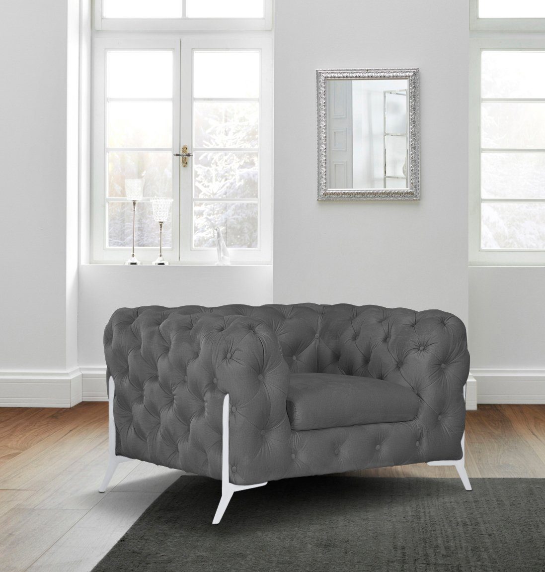 Leonique Chesterfield-fauteuil Amaury Fauteuil luxueuze capitonnage, moderne chesterfield look, kleur van de poten ter keuze