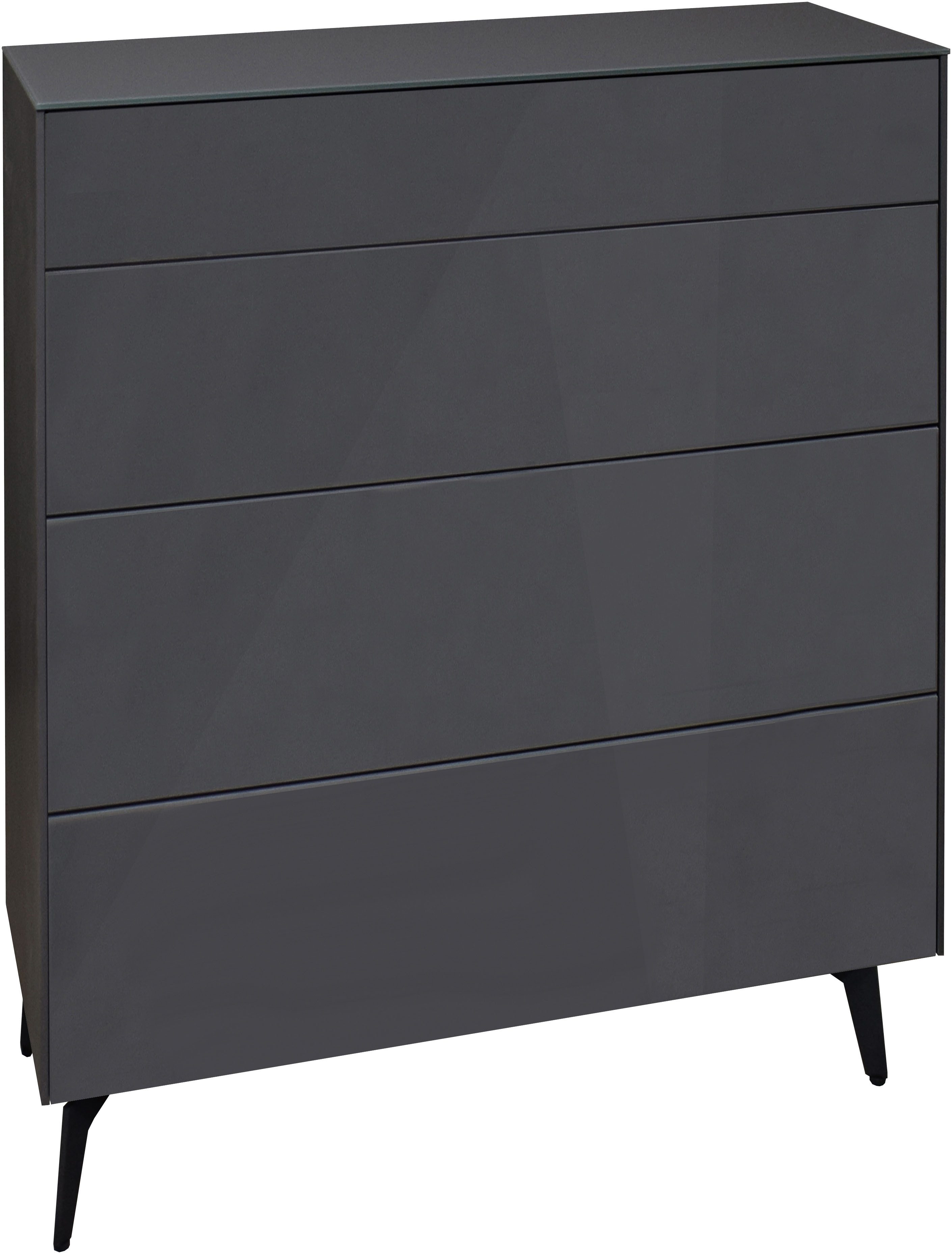 Mäusbacher Kast Imola BESTSELLER! Mäusbacher commode met glasfront en glazen bovenblad dressoirs grijs