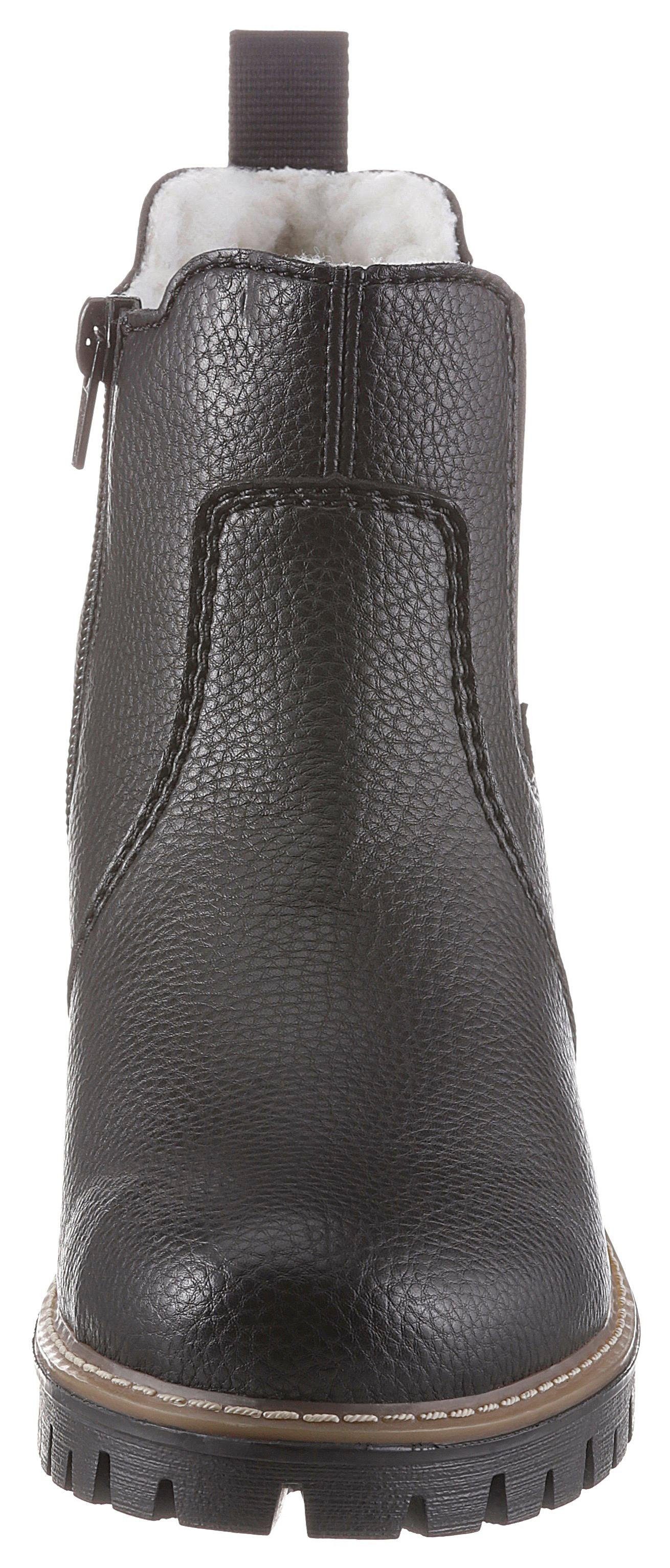 Rieker Chelsea-boots , enkellaarsjes, boots, blokhak, met structuur op het bovenmateriaal