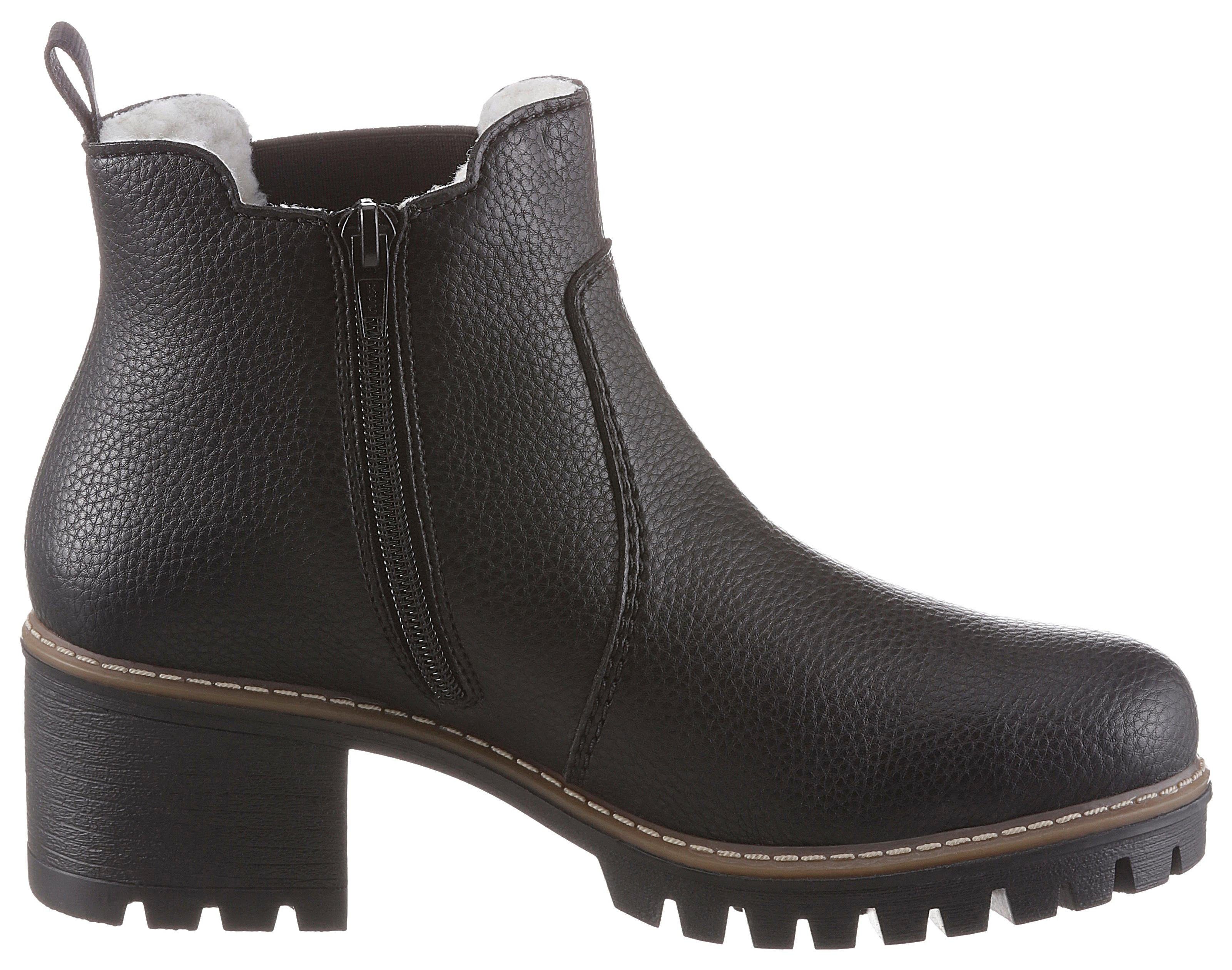 Rieker Chelsea-boots , enkellaarsjes, boots, blokhak, met structuur op het bovenmateriaal