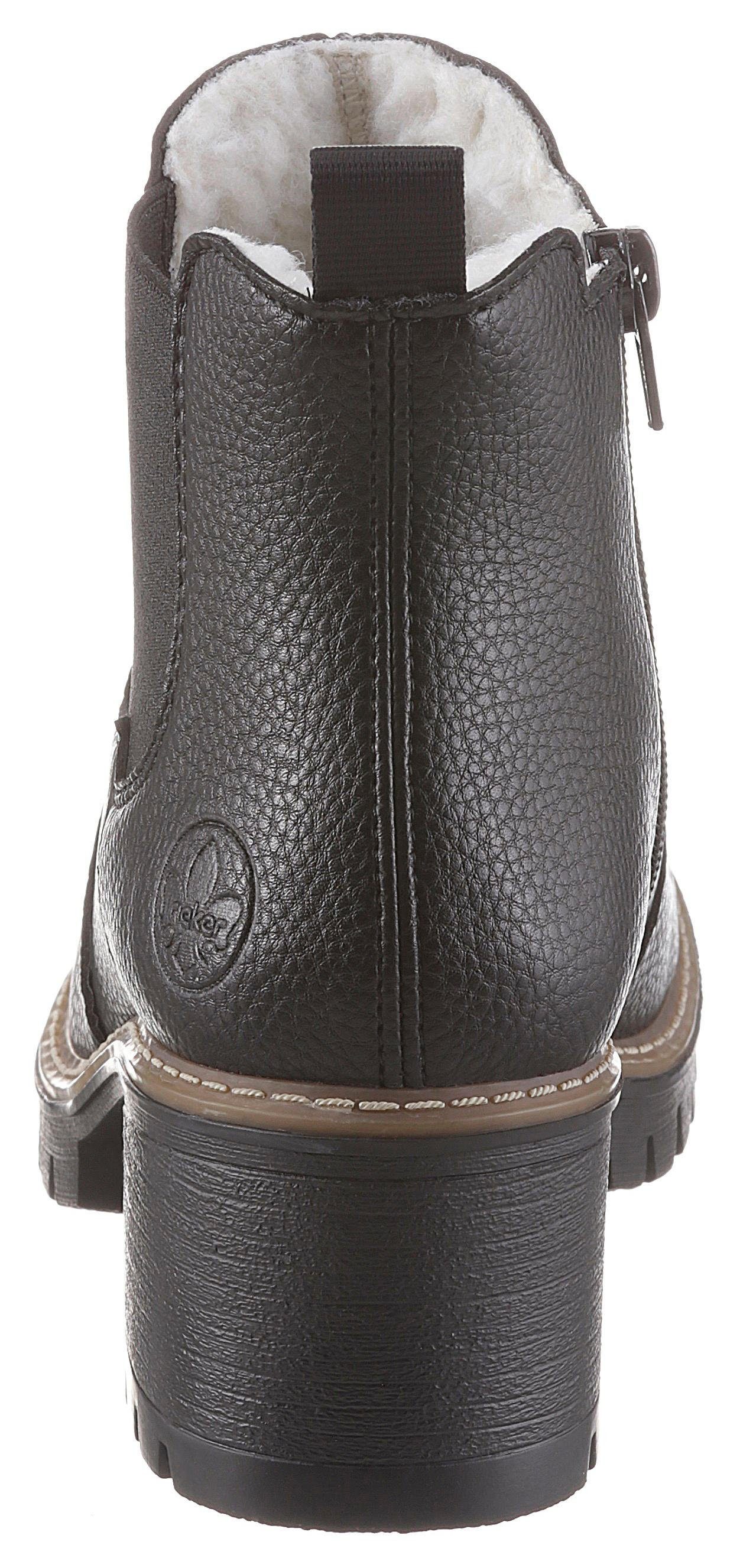 Rieker Chelsea-boots , enkellaarsjes, boots, blokhak, met structuur op het bovenmateriaal