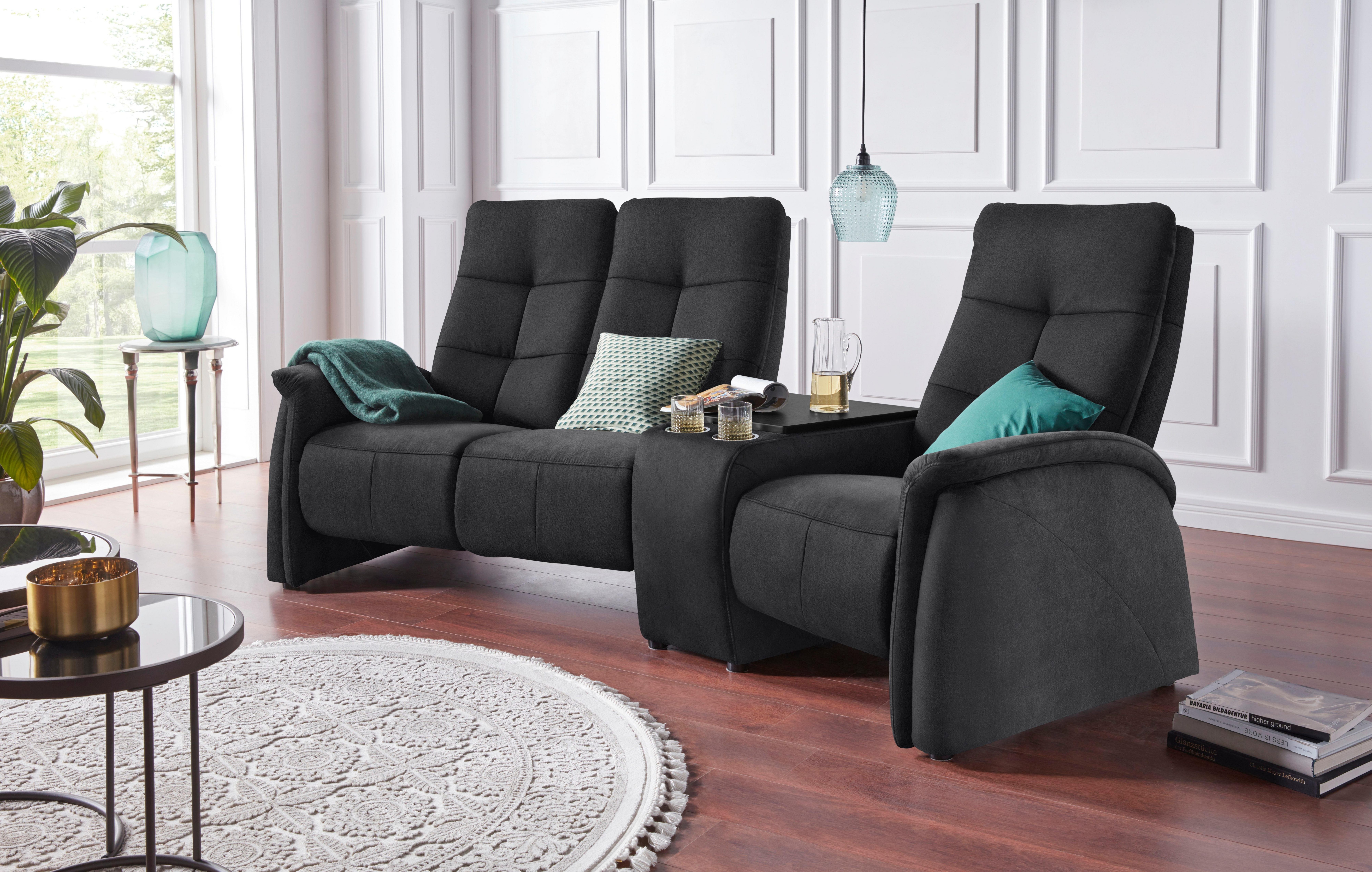Exxpo - sofa fashion 3-zitsbank Tivoli, bioscoopsofa met relaxfunctie, met bijzettafel en opbergruimte
