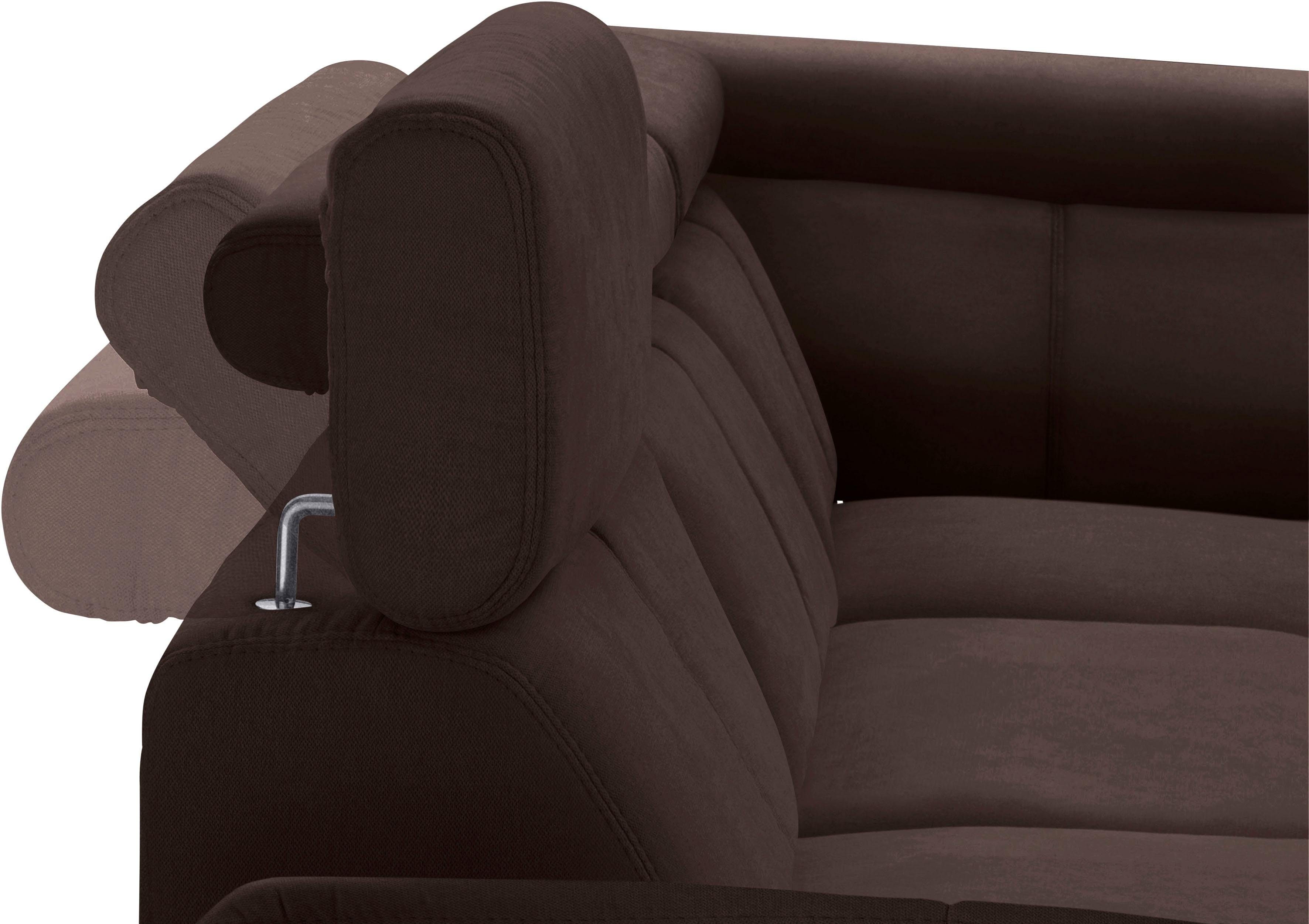exxpo - sofa fashion Hoekbank Salerno, klassieke moderne functionele bank, hoog zitcomfort, L-vorm inclusief verstelbare hoofdsteun en armleuning, naar keuze met slaapfunctie