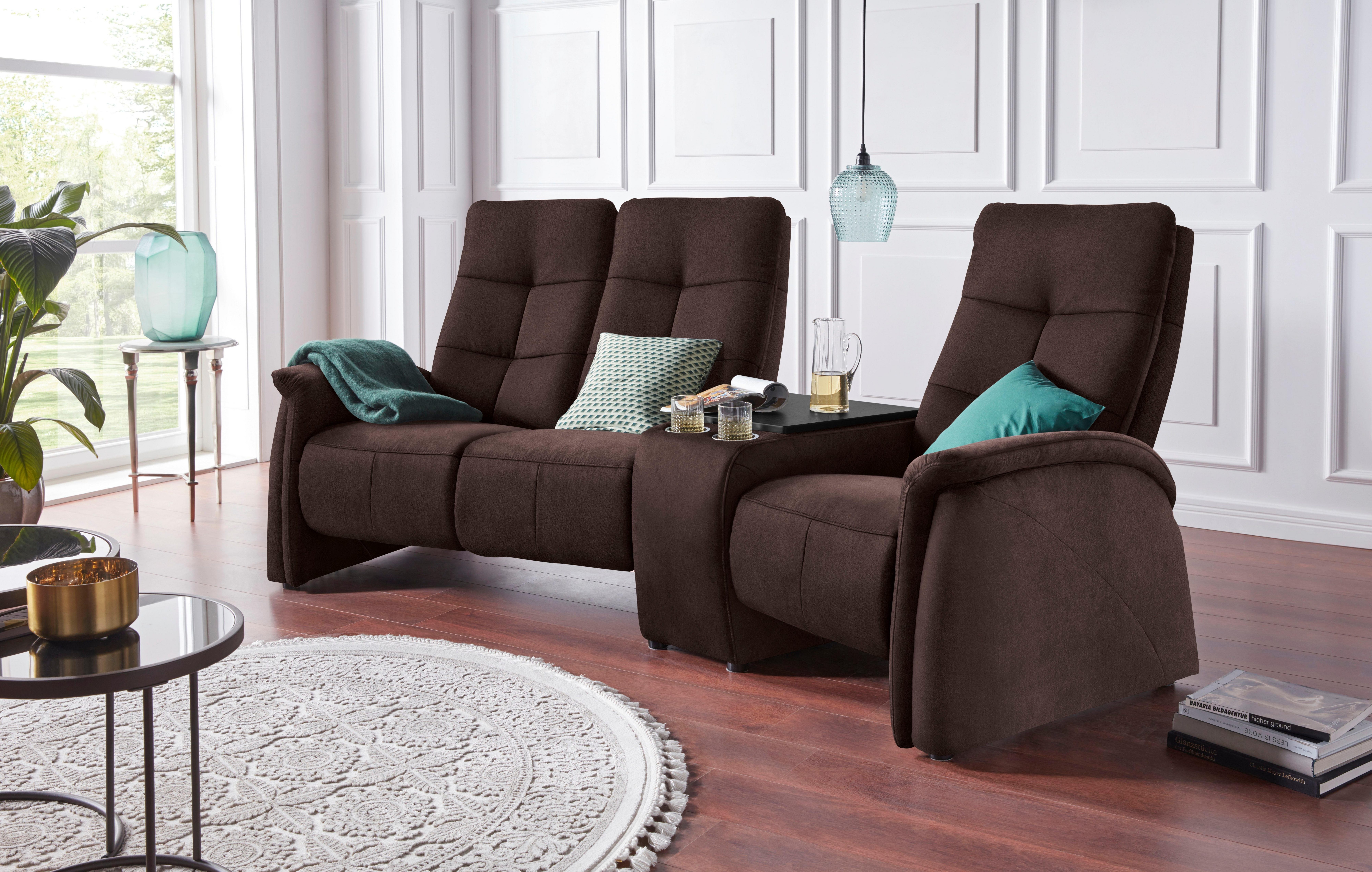 exxpo - sofa fashion 3-zitsbank Tivoli, bioscoopsofa met relaxfunctie, met bijzettafel en opbergruimte