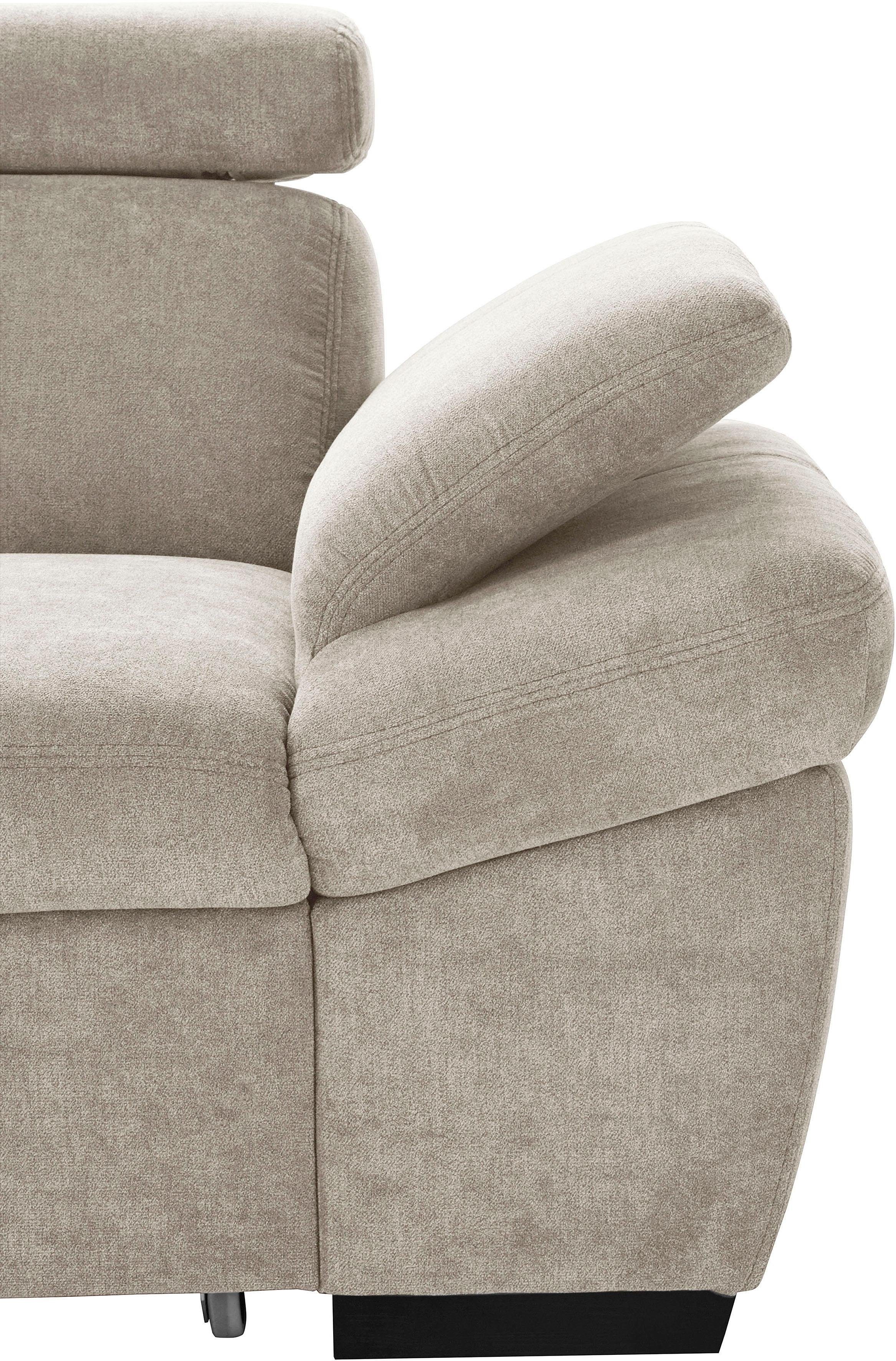 exxpo - sofa fashion Hoekbank Salerno, incl. hoofd- en armdeelverstelling, elegant & comfortabel, L-vorm