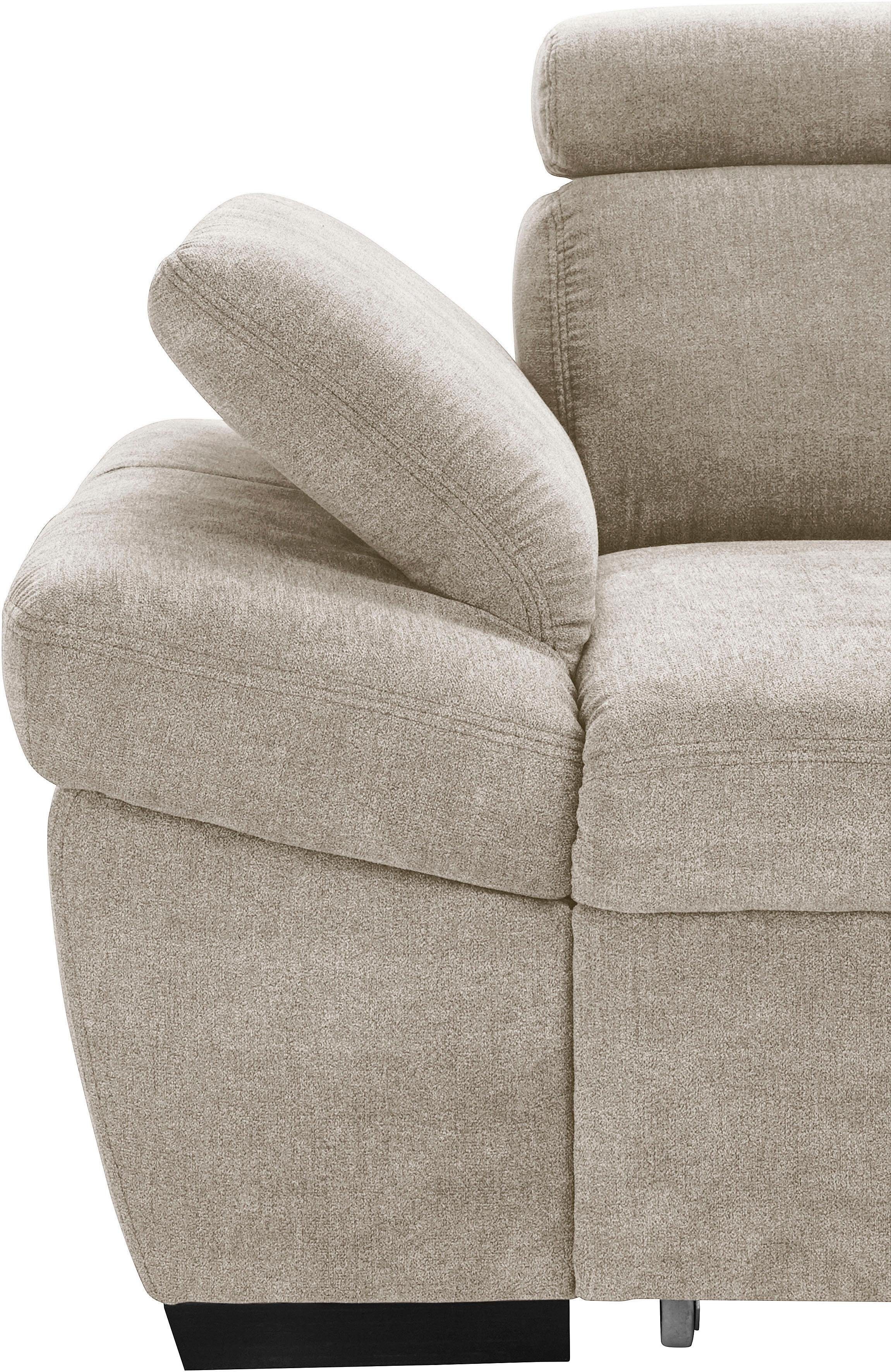 exxpo - sofa fashion Hoekbank Salerno, klassieke moderne functionele bank, hoog zitcomfort, L-vorm inclusief verstelbare hoofdsteun en armleuning, naar keuze met slaapfunctie