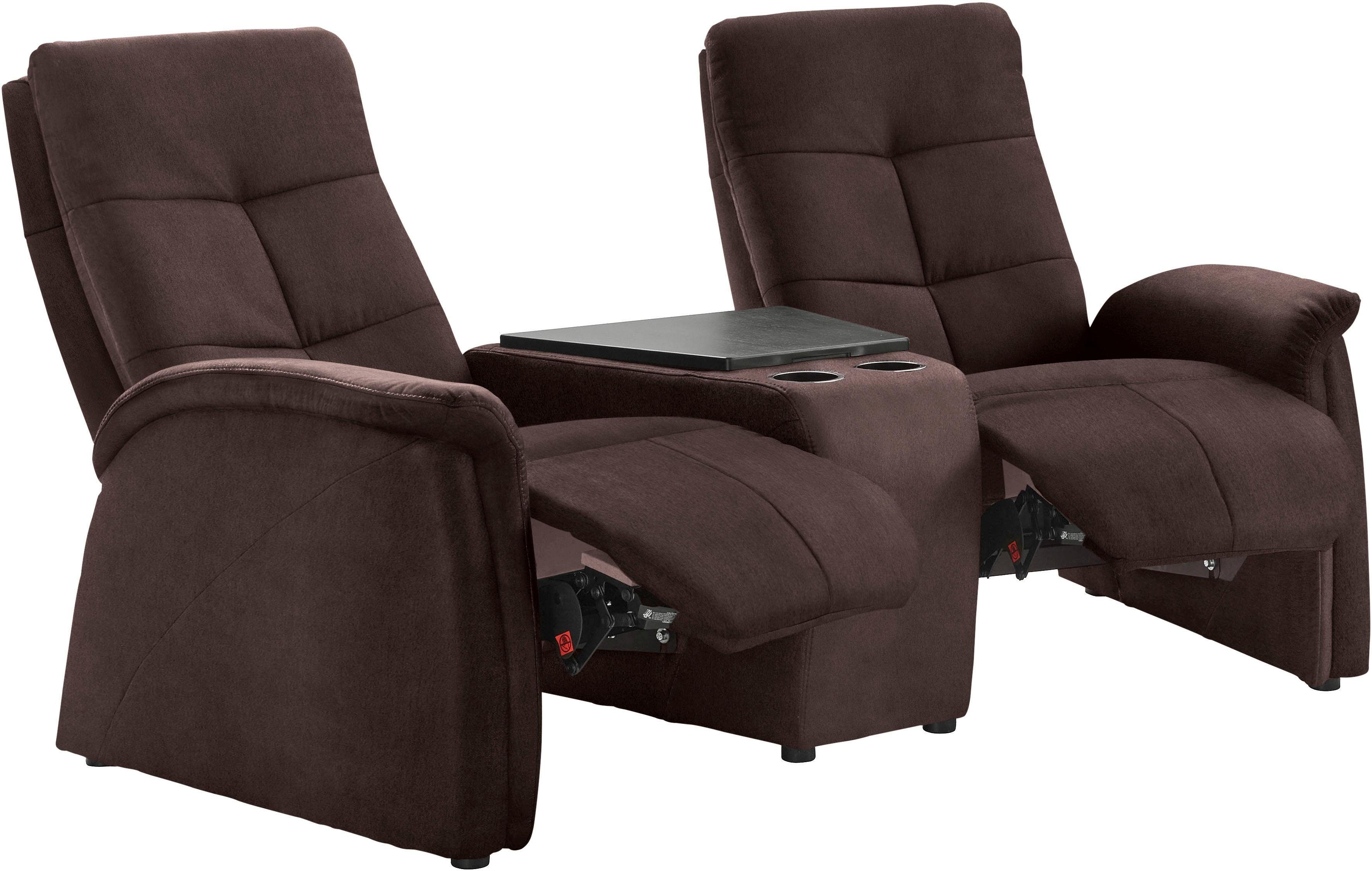 exxpo - sofa fashion 2-zitsbank Tivoli, bioscoopsofa met relaxfunctie, met bijzettafel en opbergruimte