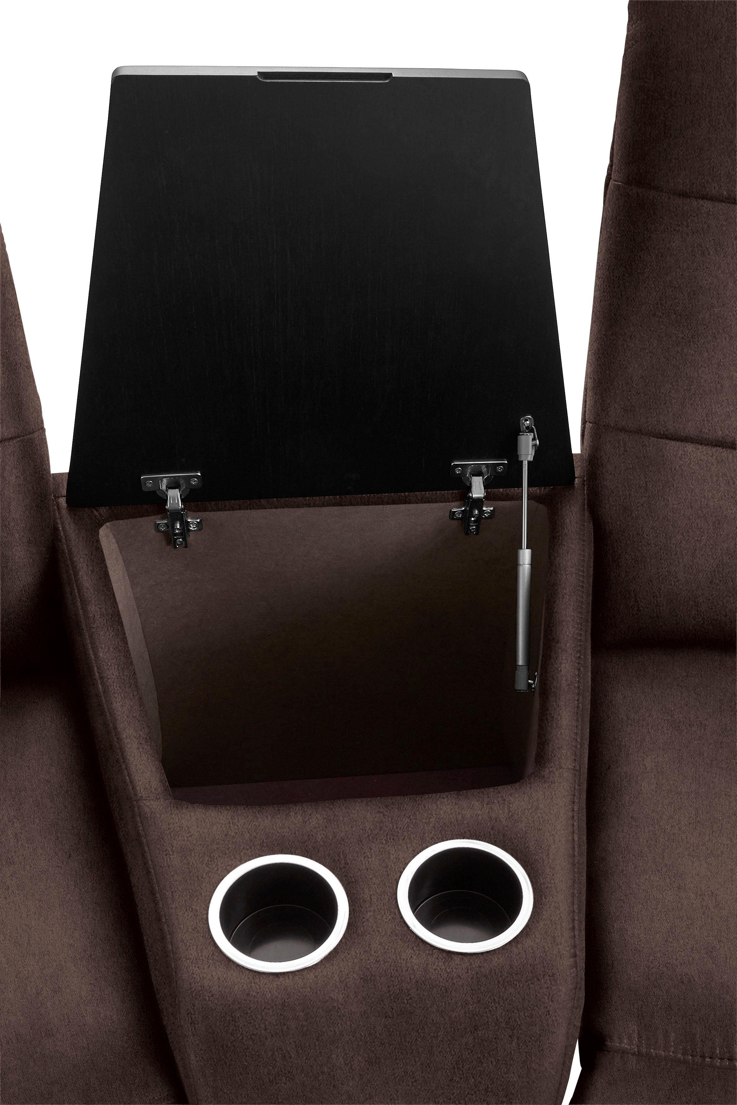 exxpo - sofa fashion 2-zitsbank Tivoli, bioscoopsofa met relaxfunctie, met bijzettafel en opbergruimte