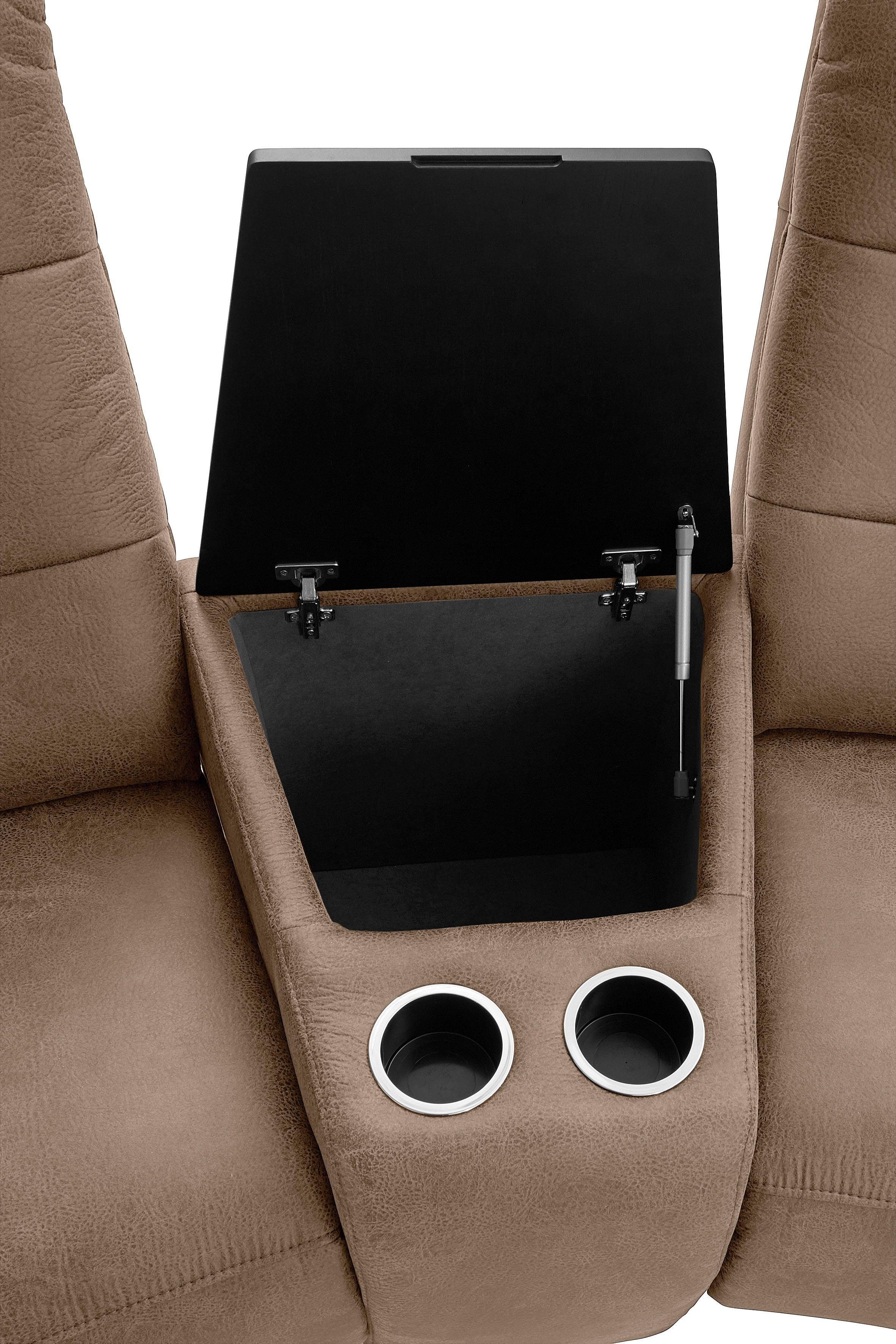 exxpo - sofa fashion 3-zitsbank Tivoli, bioscoopsofa met relaxfunctie, met bijzettafel en opbergruimte