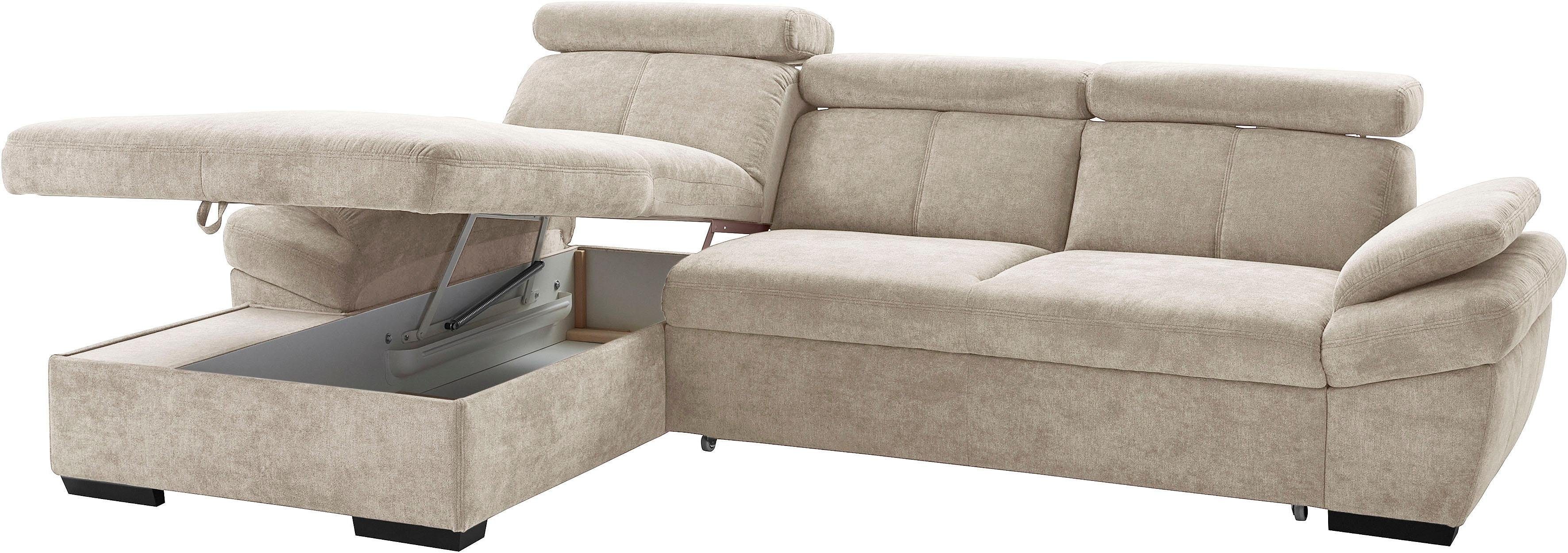 exxpo - sofa fashion Hoekbank Salerno, incl. hoofd- en armdeelverstelling, elegant & comfortabel, L-vorm