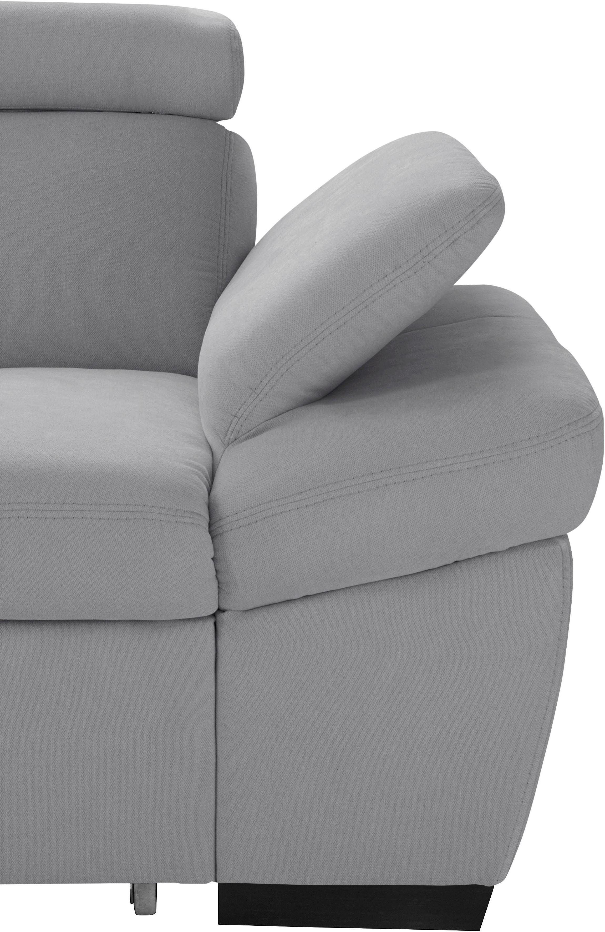 exxpo - sofa fashion Hoekbank Salerno, klassieke moderne functionele bank, hoog zitcomfort, L-vorm inclusief verstelbare hoofdsteun en armleuning, naar keuze met slaapfunctie