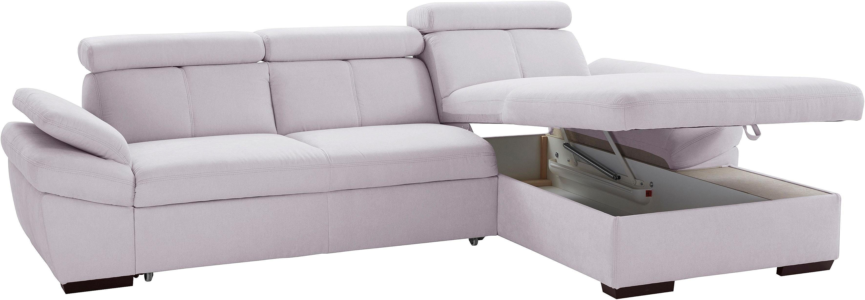exxpo - sofa fashion Hoekbank Salerno, incl. hoofd- en armdeelverstelling, elegant & comfortabel, L-vorm
