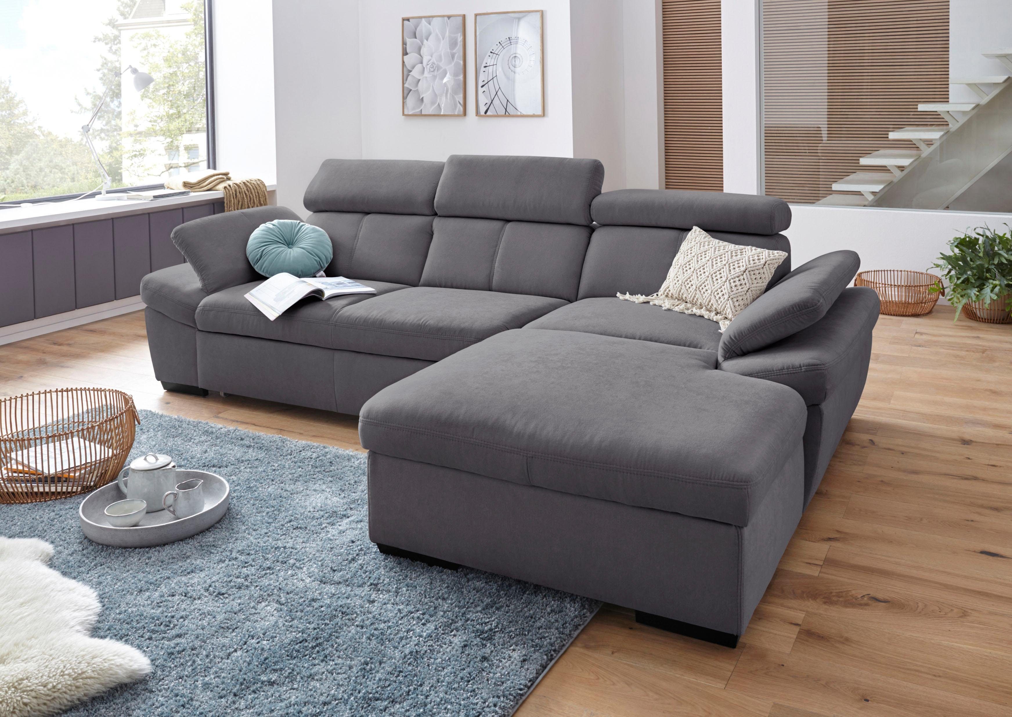 Exxpo - sofa fashion Hoekbank Salerno, incl. hoofd- en armdeelverstelling, elegant & comfortabel, L-vorm