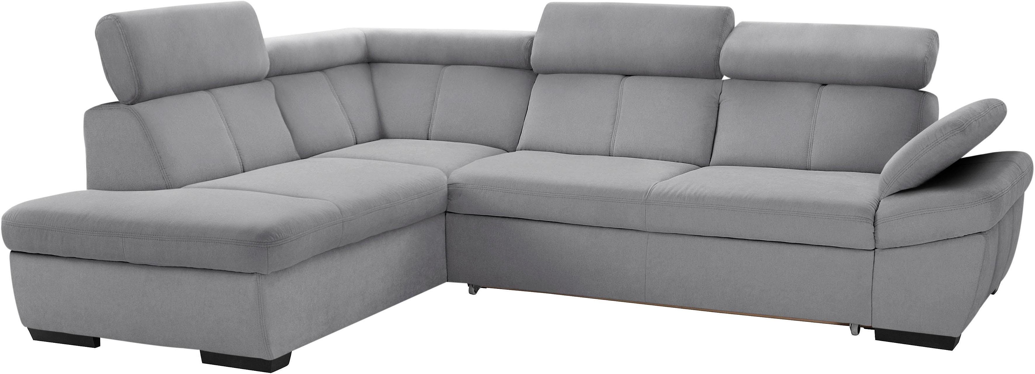 exxpo - sofa fashion Hoekbank Salerno, klassieke moderne functionele bank, hoog zitcomfort, L-vorm inclusief verstelbare hoofdsteun en armleuning, naar keuze met slaapfunctie