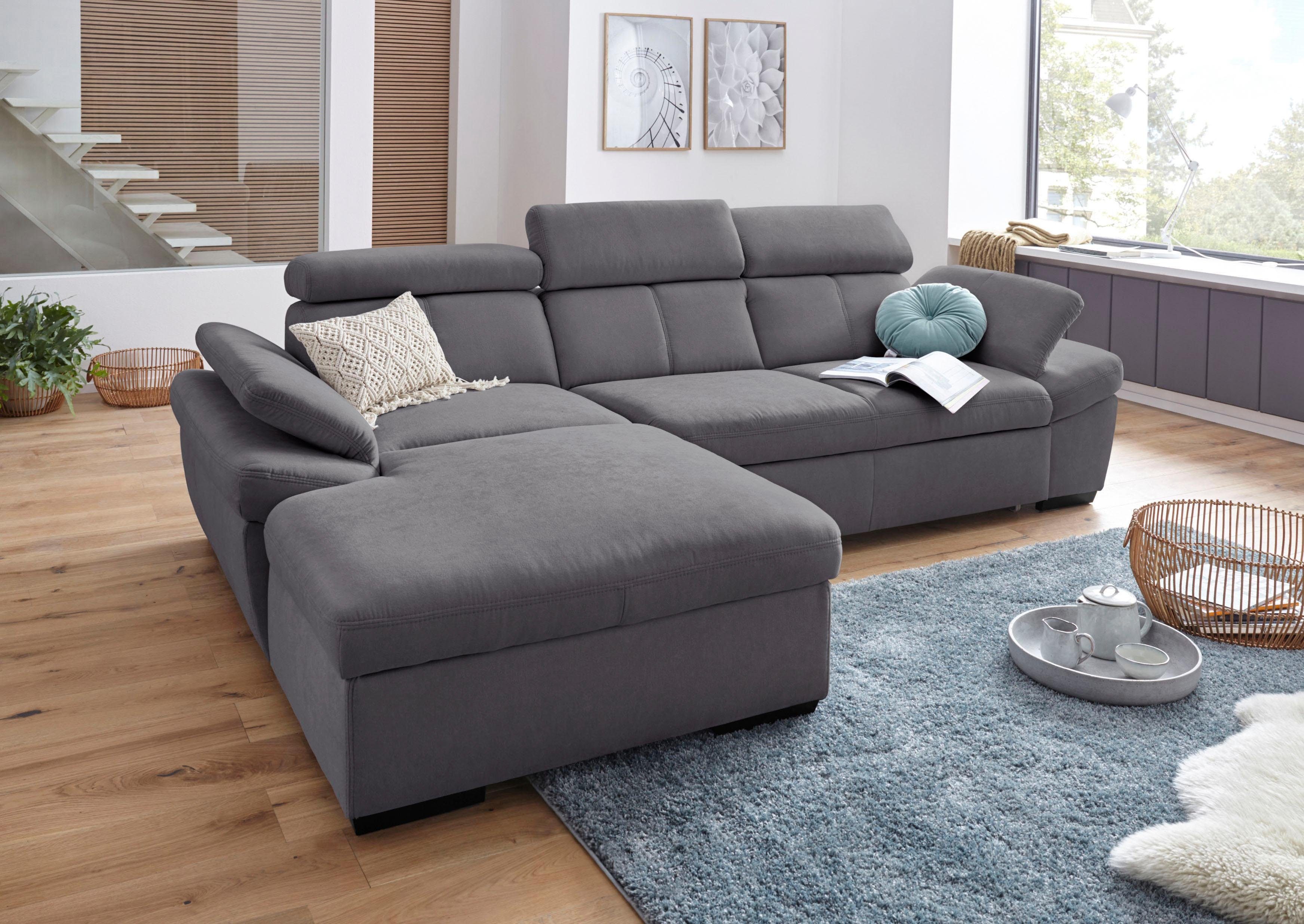 Exxpo - sofa fashion Hoekbank Salerno, incl. hoofd- en armdeelverstelling, elegant & comfortabel, L-vorm