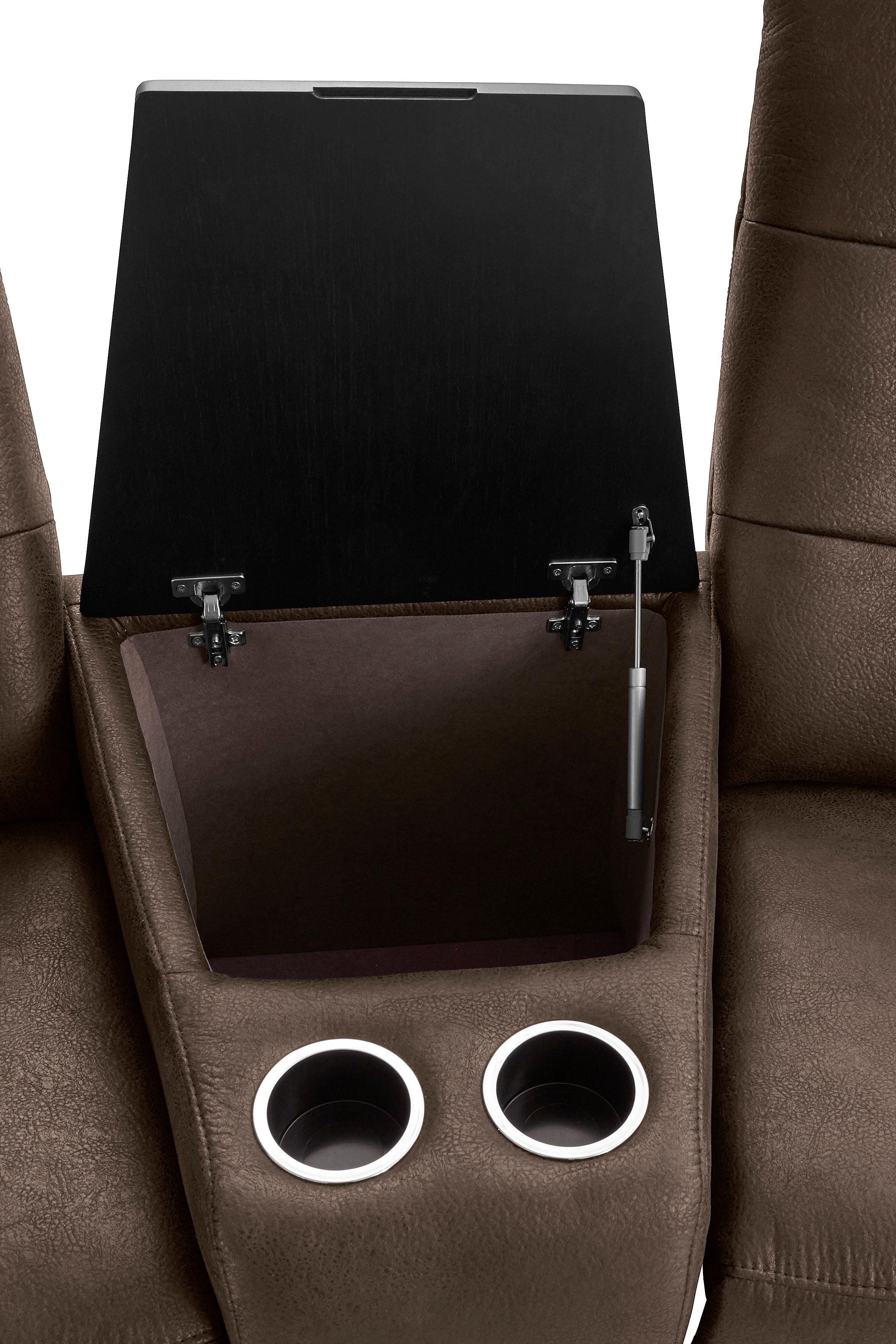 exxpo - sofa fashion 2-zitsbank Tivoli, bioscoopsofa met relaxfunctie, met bijzettafel en opbergruimte