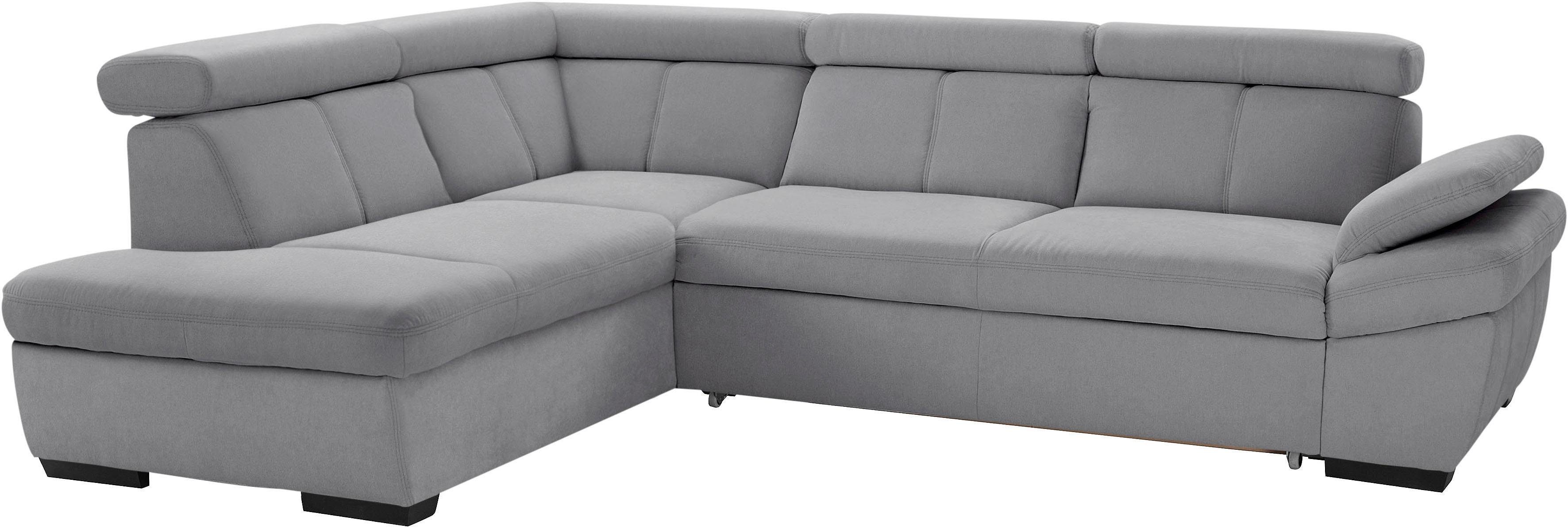 exxpo - sofa fashion Hoekbank Salerno, klassieke moderne functionele bank, hoog zitcomfort, L-vorm inclusief verstelbare hoofdsteun en armleuning, naar keuze met slaapfunctie