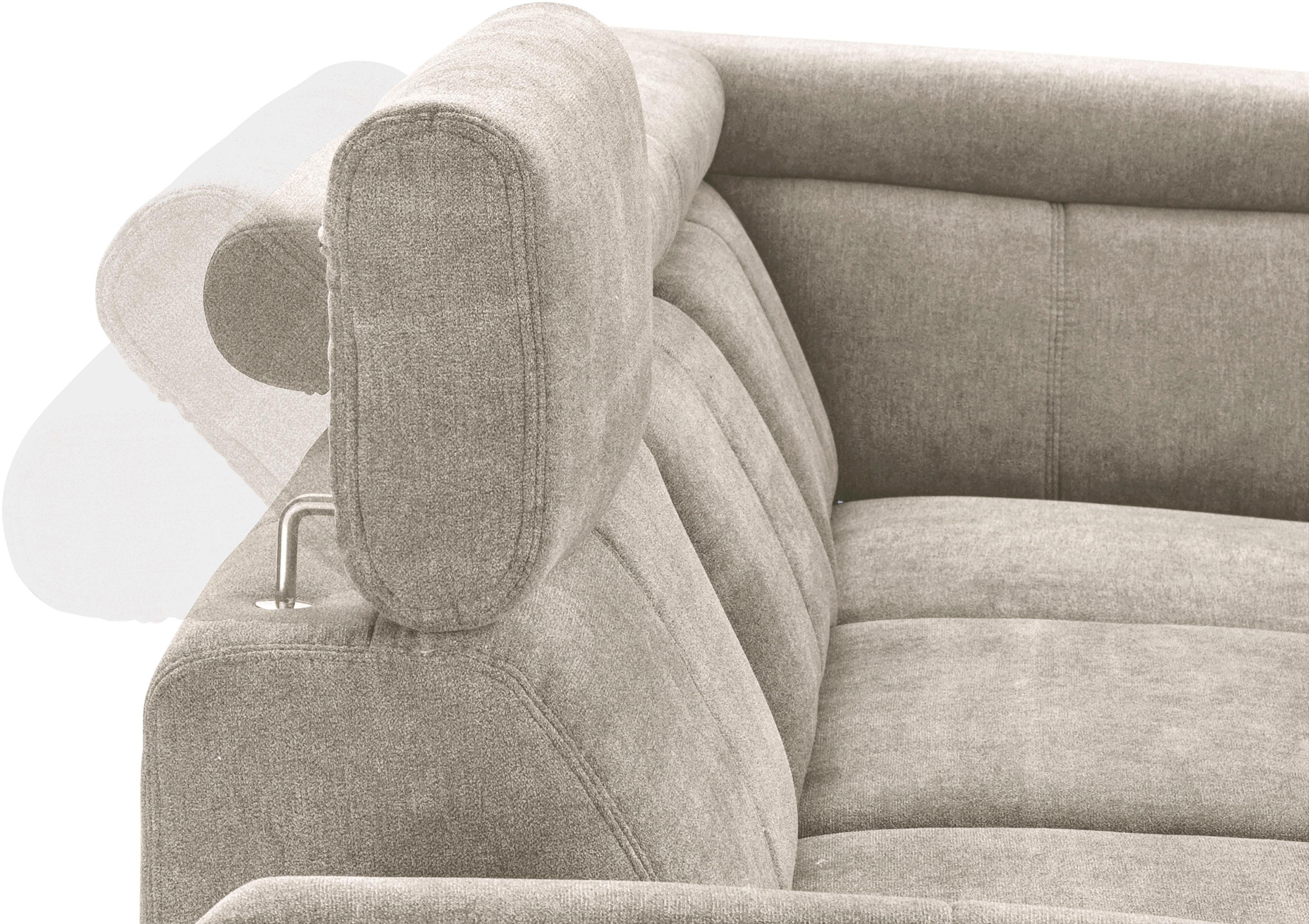 exxpo - sofa fashion Hoekbank Salerno, klassieke moderne functionele bank, hoog zitcomfort, L-vorm inclusief verstelbare hoofdsteun en armleuning, naar keuze met slaapfunctie