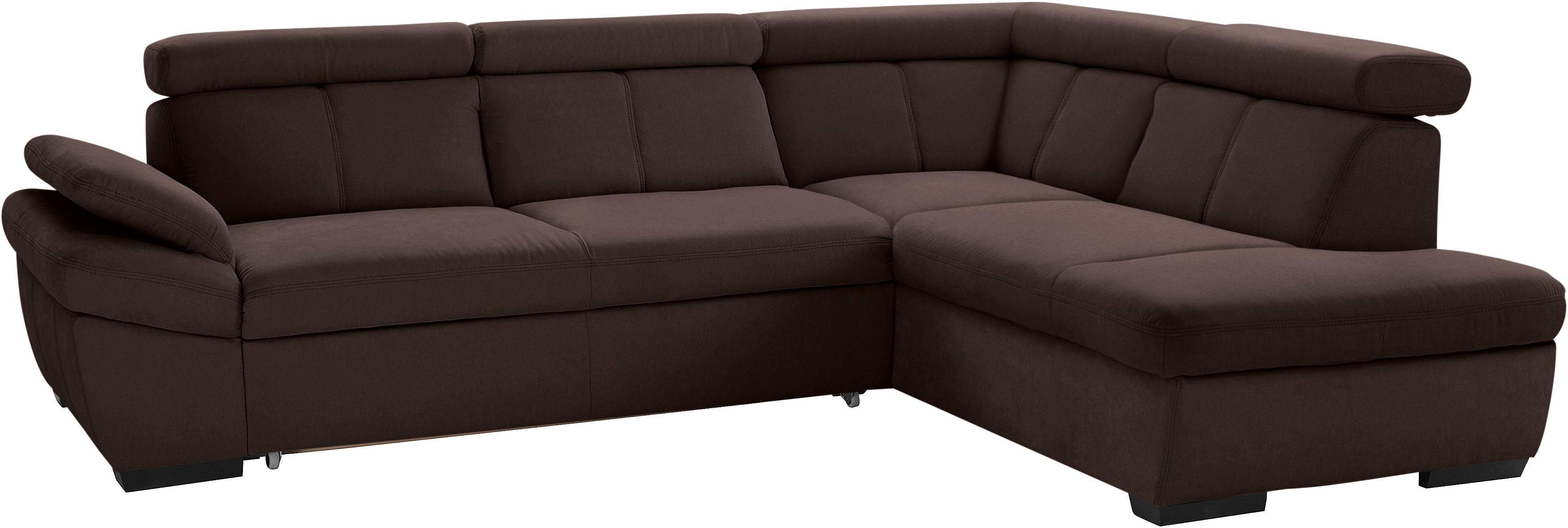 exxpo - sofa fashion Hoekbank Salerno, klassieke moderne functionele bank, hoog zitcomfort, L-vorm inclusief verstelbare hoofdsteun en armleuning, naar keuze met slaapfunctie