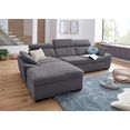 exxpo - sofa fashion hoekbank inclusief verstelbare hoofdsteun en verstelbare armleuning, naar keuze met slaapfunctie grijs