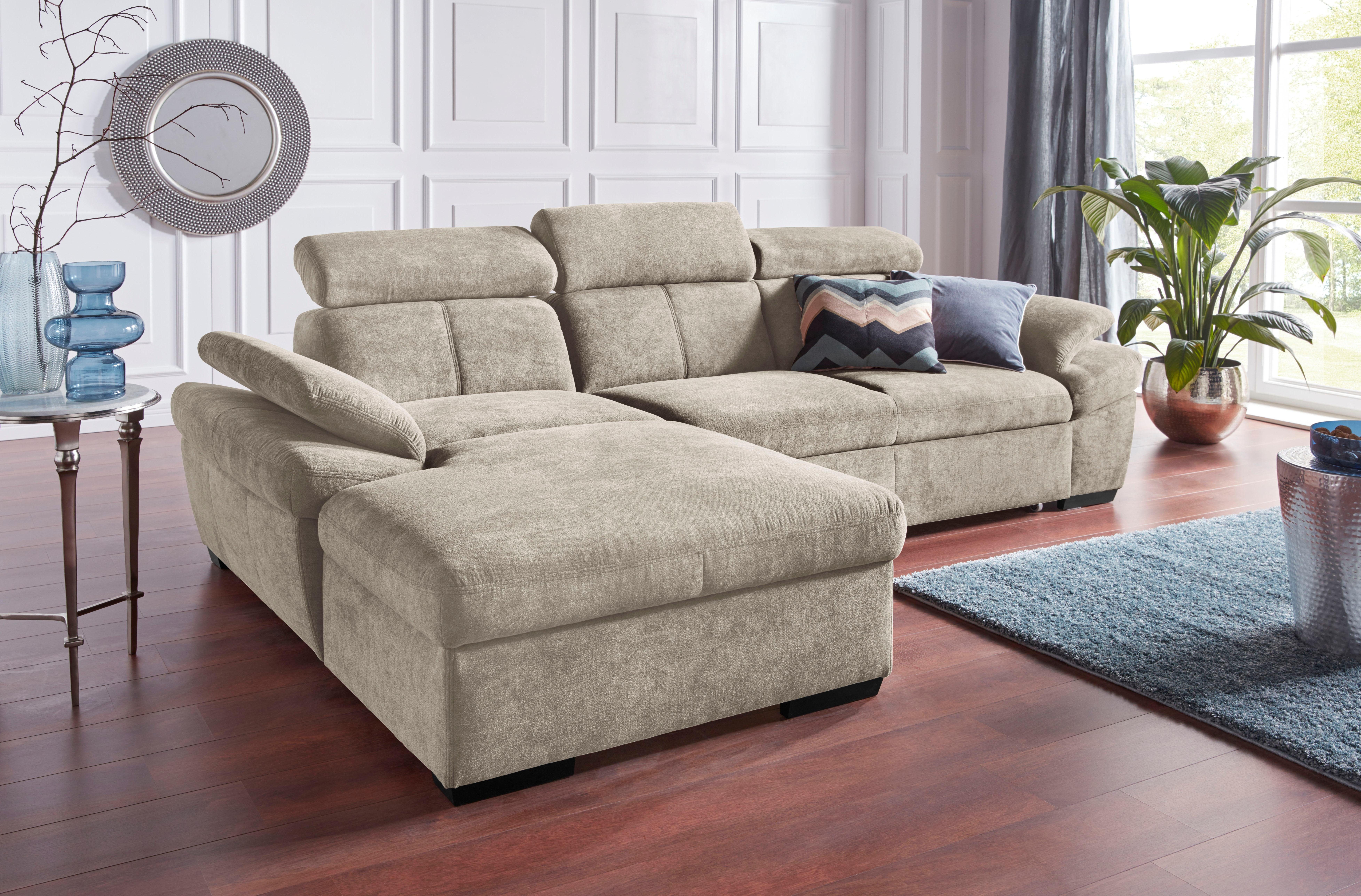 Exxpo - sofa fashion Hoekbank Salerno, incl. hoofd- en armdeelverstelling, elegant & comfortabel, L-vorm