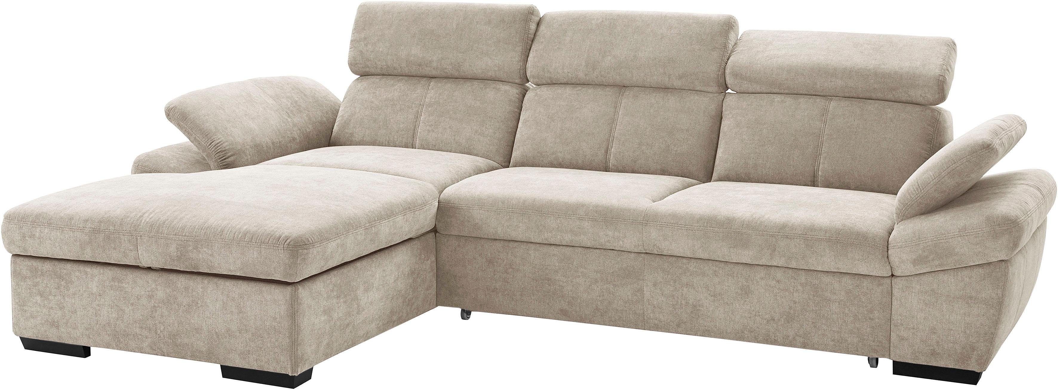 exxpo - sofa fashion Hoekbank Salerno, incl. hoofd- en armdeelverstelling, elegant & comfortabel, L-vorm