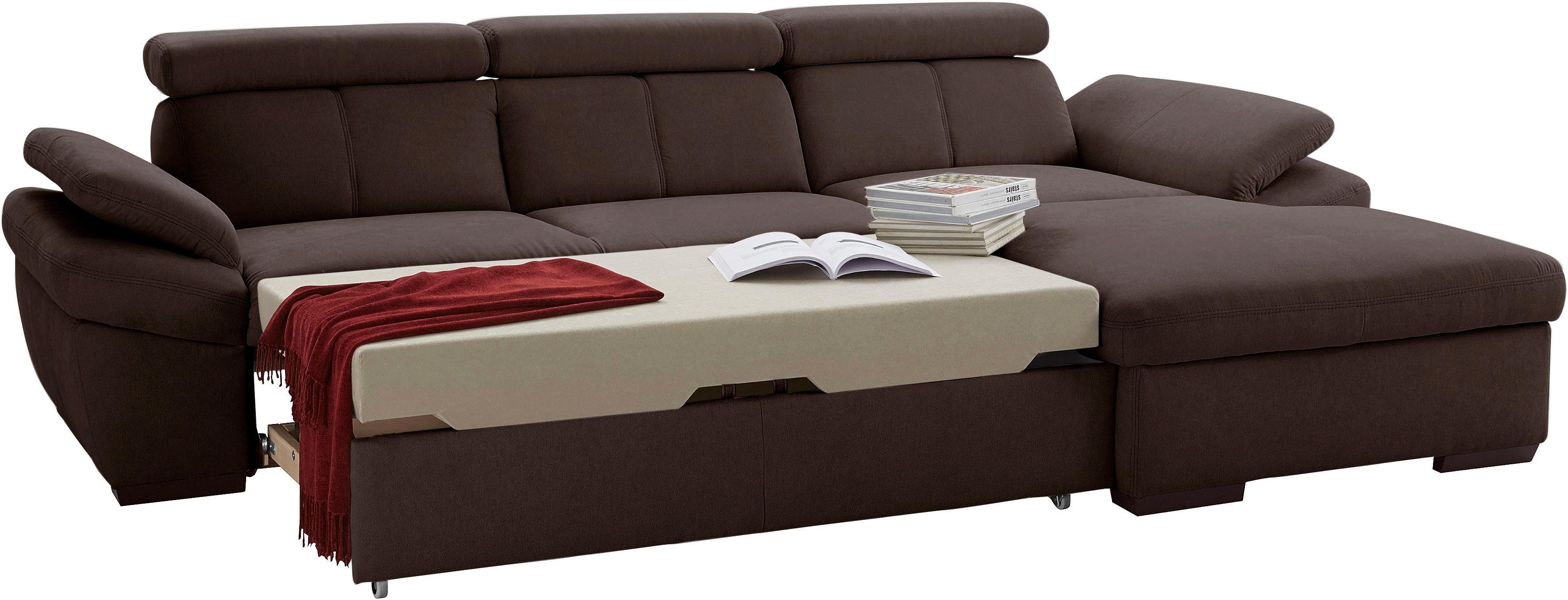 exxpo - sofa fashion Hoekbank Salerno, incl. hoofd- en armdeelverstelling, elegant & comfortabel, L-vorm
