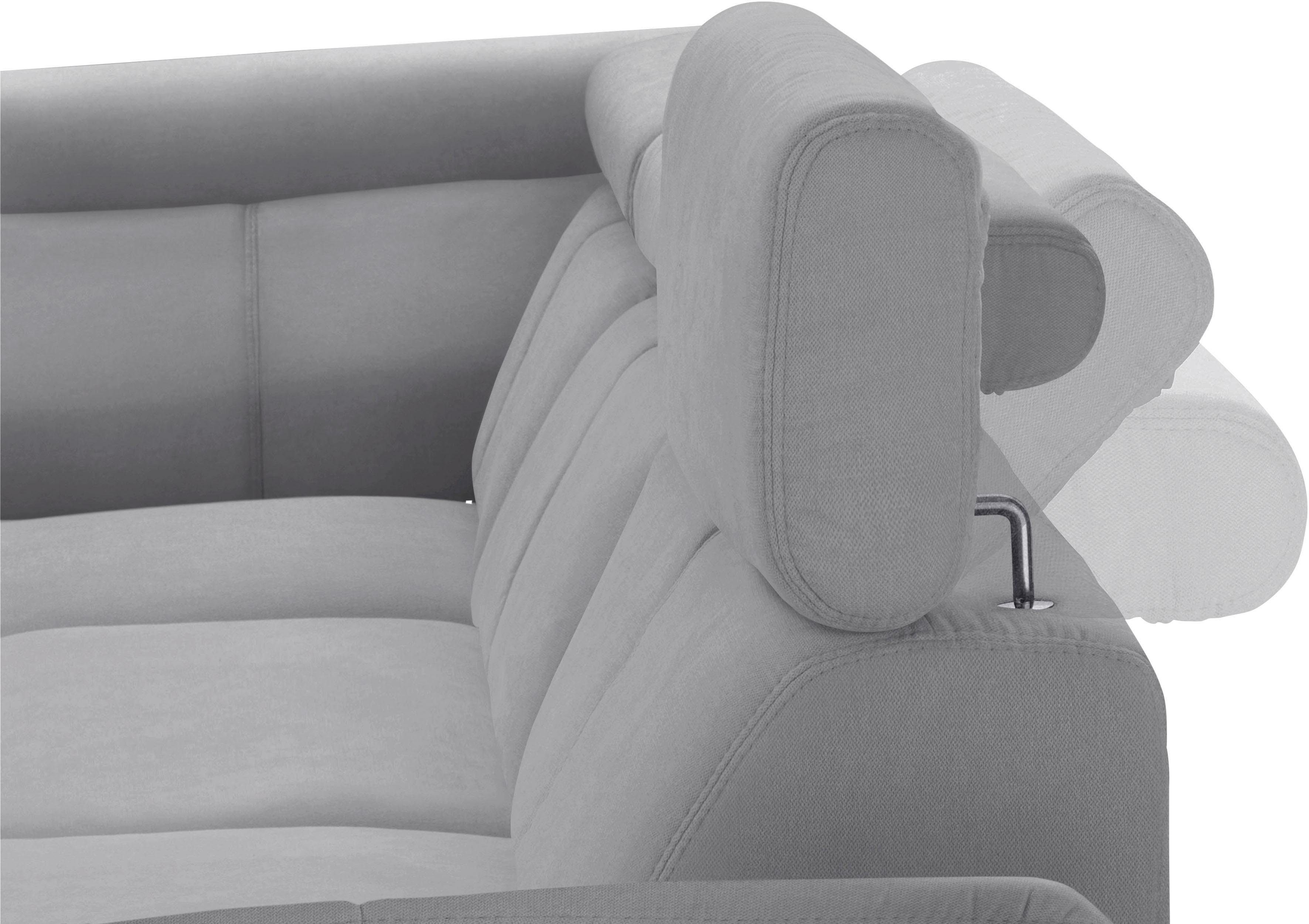 exxpo - sofa fashion Hoekbank Salerno, klassieke moderne functionele bank, hoog zitcomfort, L-vorm inclusief verstelbare hoofdsteun en armleuning, naar keuze met slaapfunctie