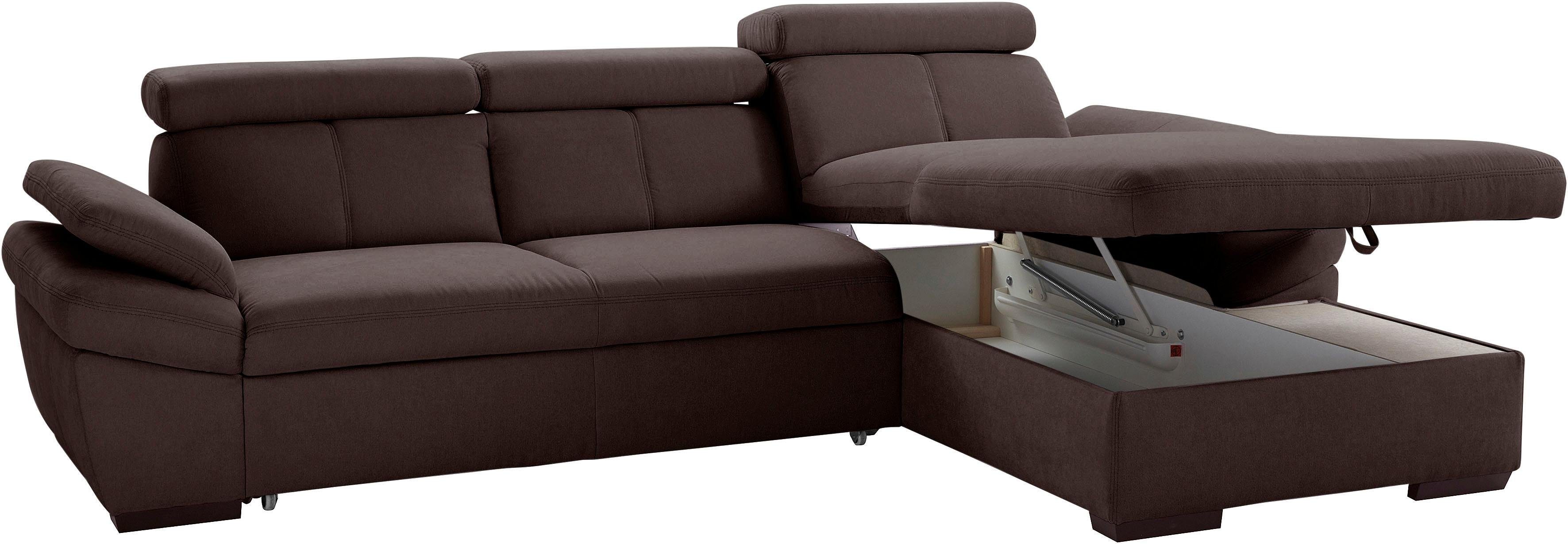 exxpo - sofa fashion Hoekbank Salerno, incl. hoofd- en armdeelverstelling, elegant & comfortabel, L-vorm