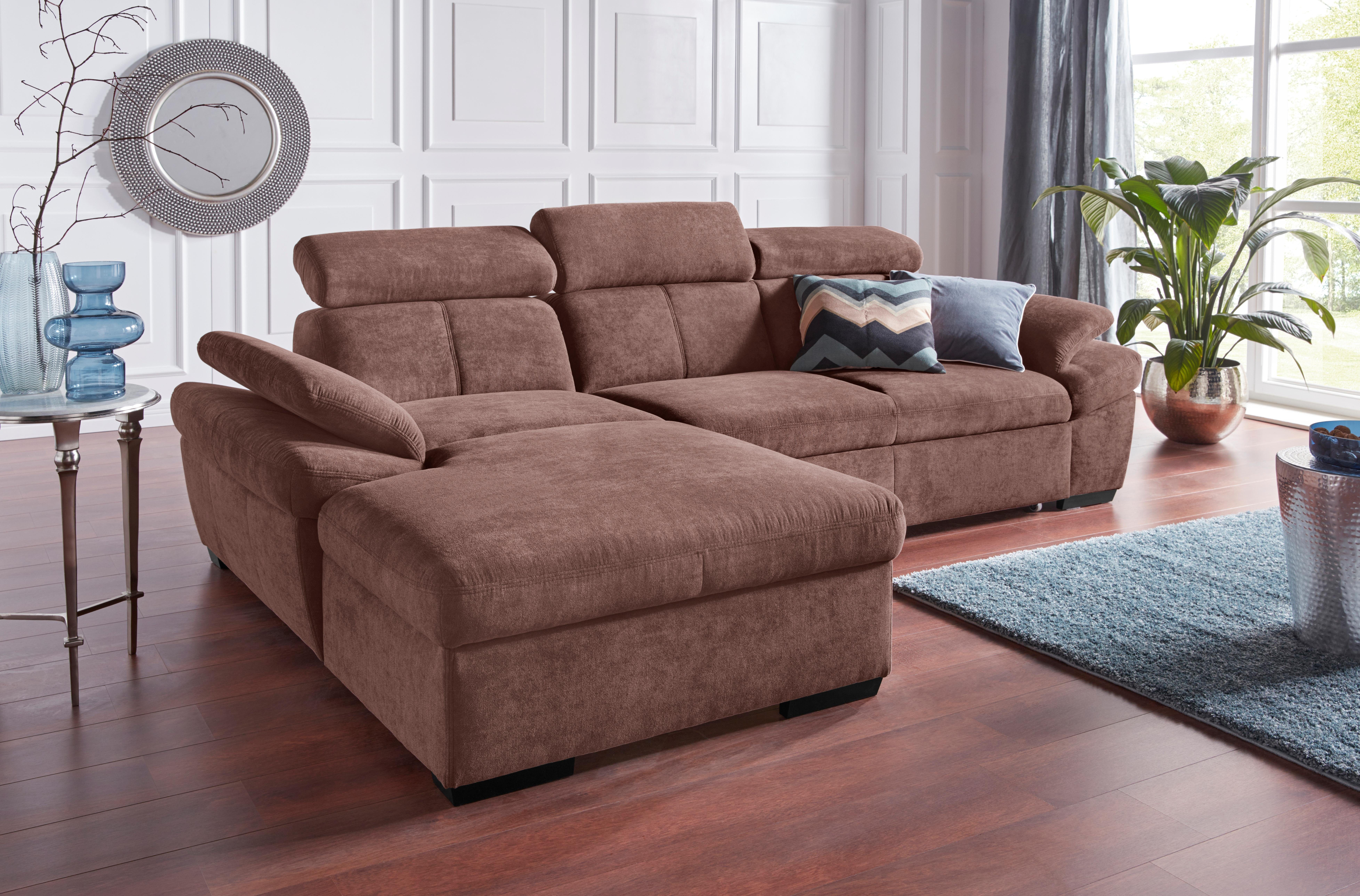 Exxpo - sofa fashion Hoekbank Salerno, incl. hoofd- en armdeelverstelling, elegant & comfortabel, L-vorm