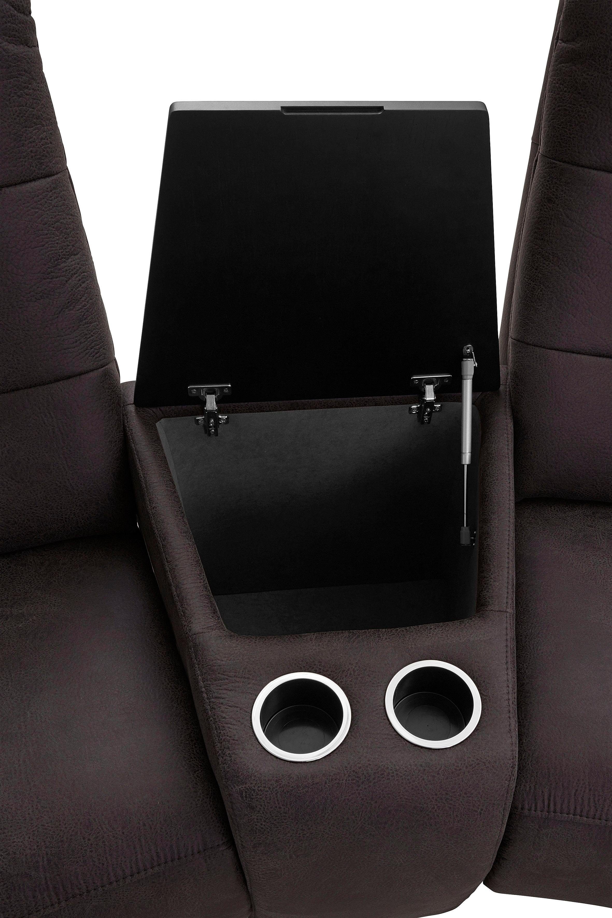 exxpo - sofa fashion 3-zitsbank Tivoli, bioscoopsofa met relaxfunctie, met bijzettafel en opbergruimte