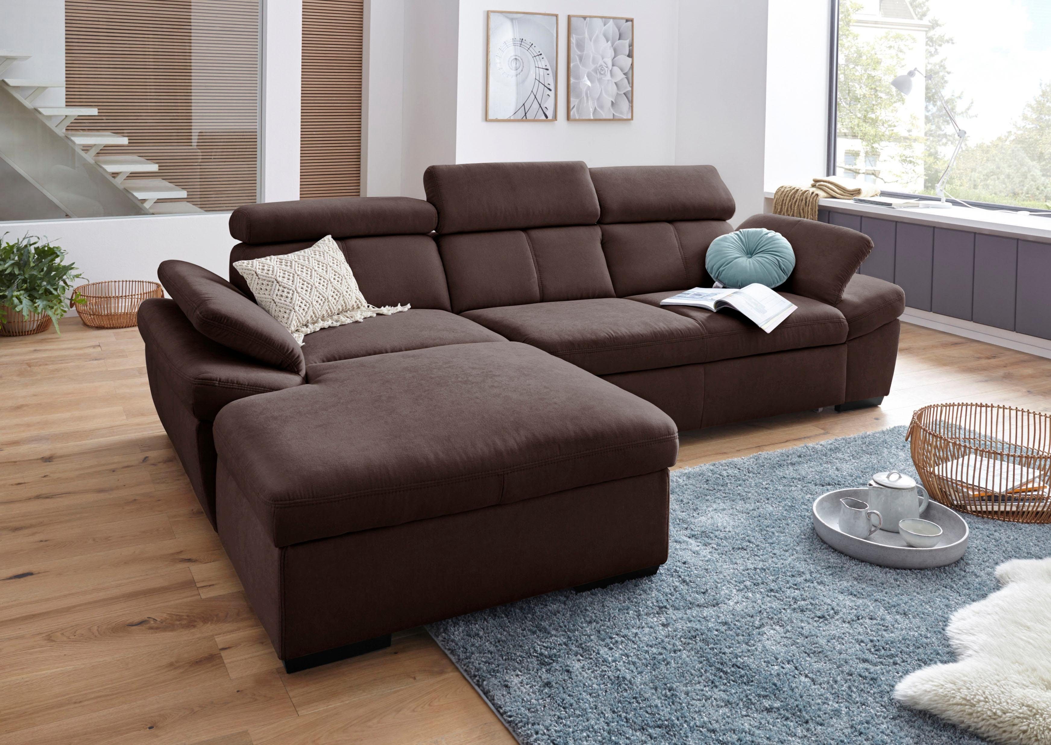 Exxpo - sofa fashion Hoekbank Salerno, incl. hoofd- en armdeelverstelling, elegant & comfortabel, L-vorm