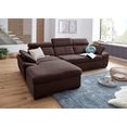 exxpo - sofa fashion hoekbank inclusief verstelbare hoofdsteun en verstelbare armleuning, naar keuze met slaapfunctie bruin