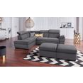 exxpo - sofa fashion hoekbank inclusief verstelbare hoofdsteun en verstelbare armleuning, naar keuze met slaapfunctie grijs