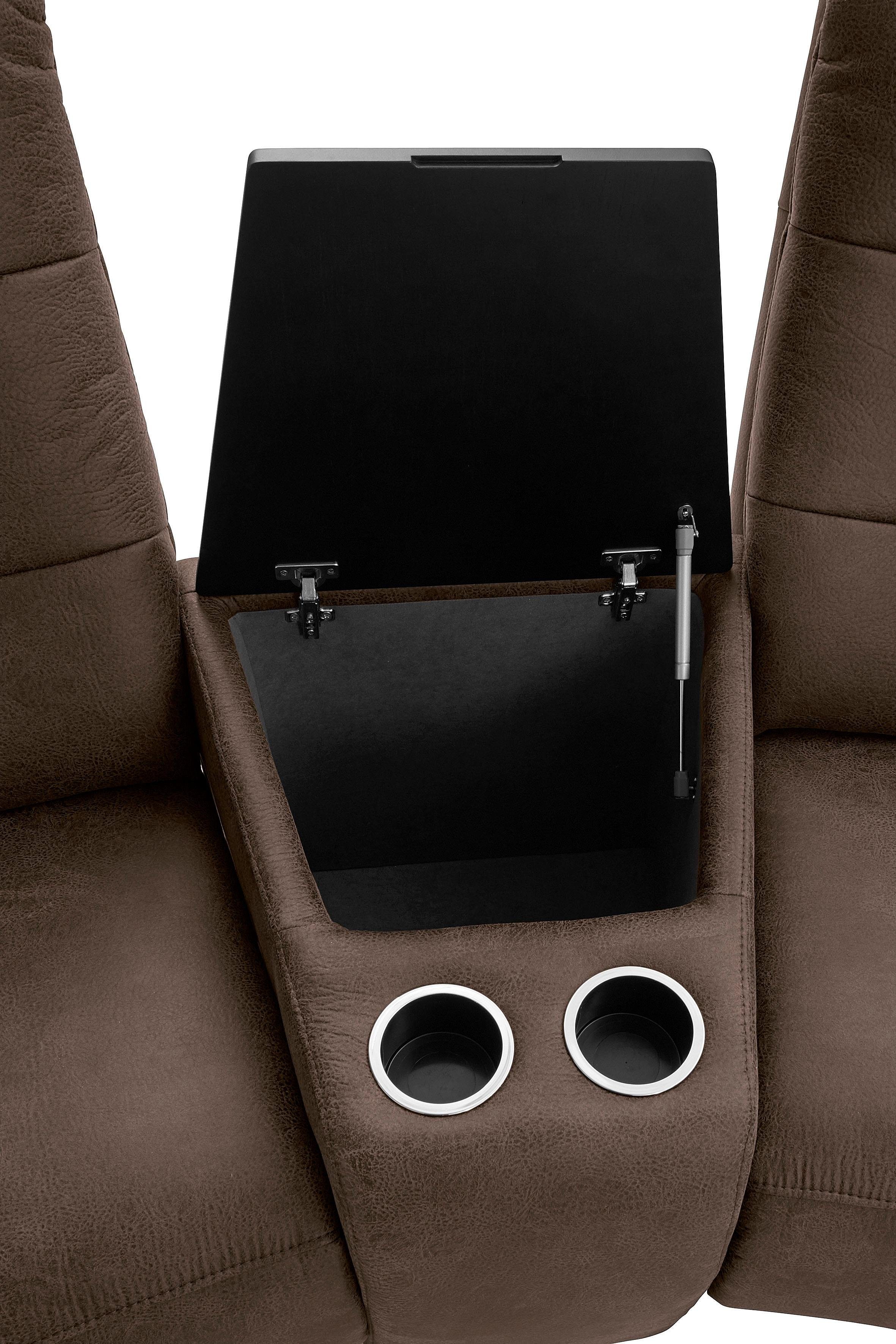 exxpo - sofa fashion 3-zitsbank Tivoli, bioscoopsofa met relaxfunctie, met bijzettafel en opbergruimte