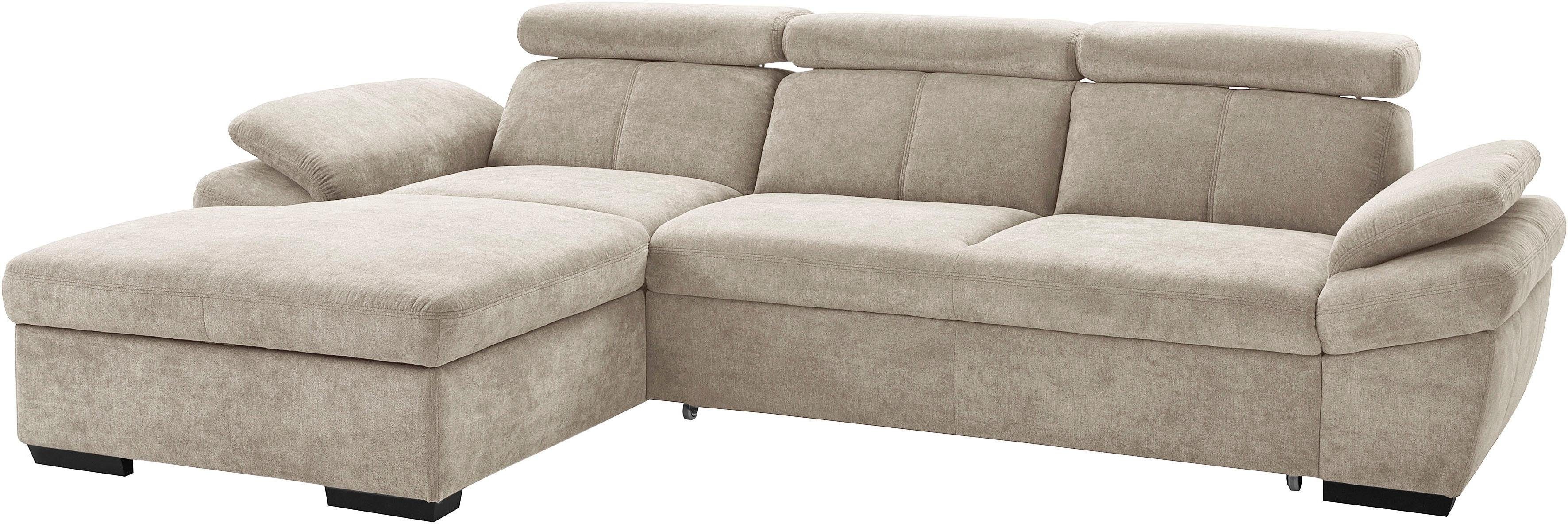 exxpo - sofa fashion Hoekbank Salerno, incl. hoofd- en armdeelverstelling, elegant & comfortabel, L-vorm