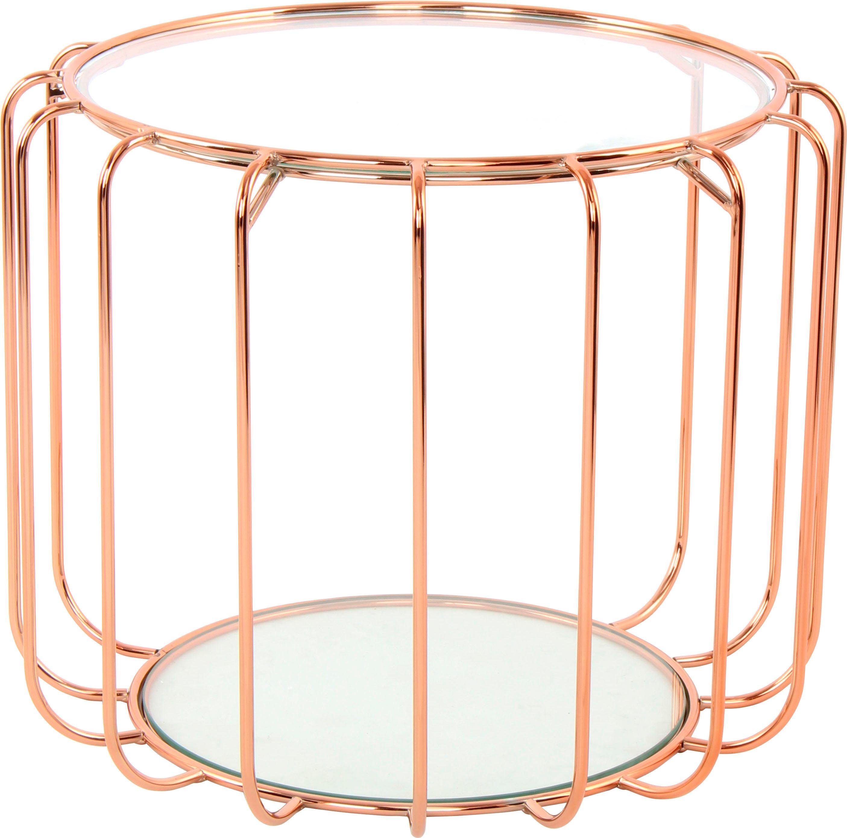 Kayoom Bijzettafel Shirley 110, glamour bijzettafel, ronde open vorm Blikvanger met ultramodern frame, rond met twee plateaus (1 stuk)