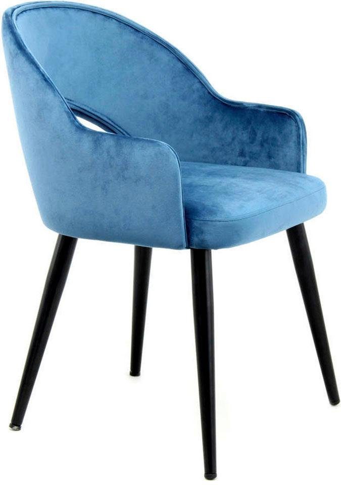 Kayoom Stoel Joris 110 2-delige set, effen ontwerp, met retro-karakter met armleuning, comfortabel, halve maan opening in de rugleuning (set, 2 stuks)