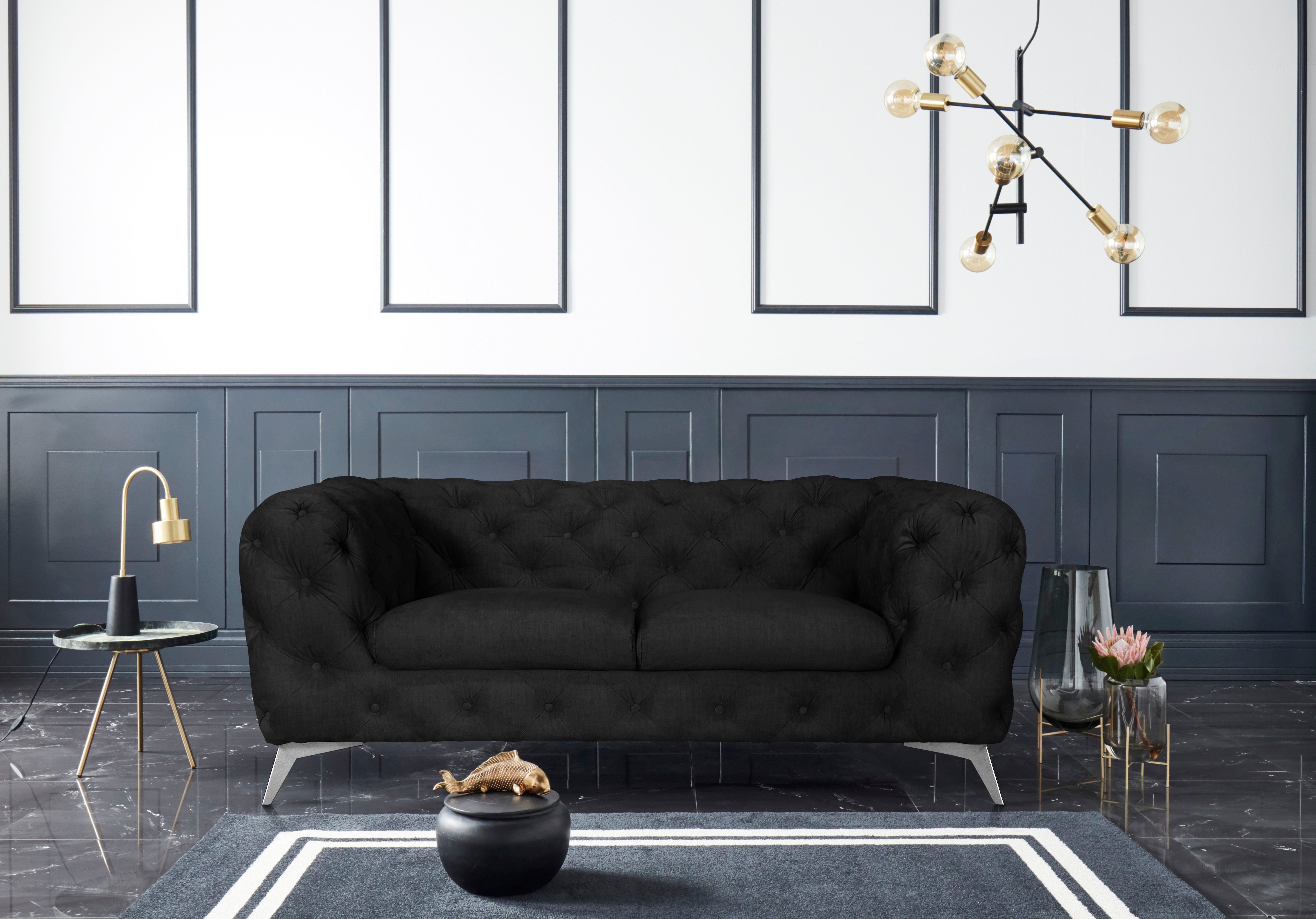 Leonique Chesterfield-bank Glynis luxueuze capitonnage, moderne chesterfield look, kleur van de poten ter keuze