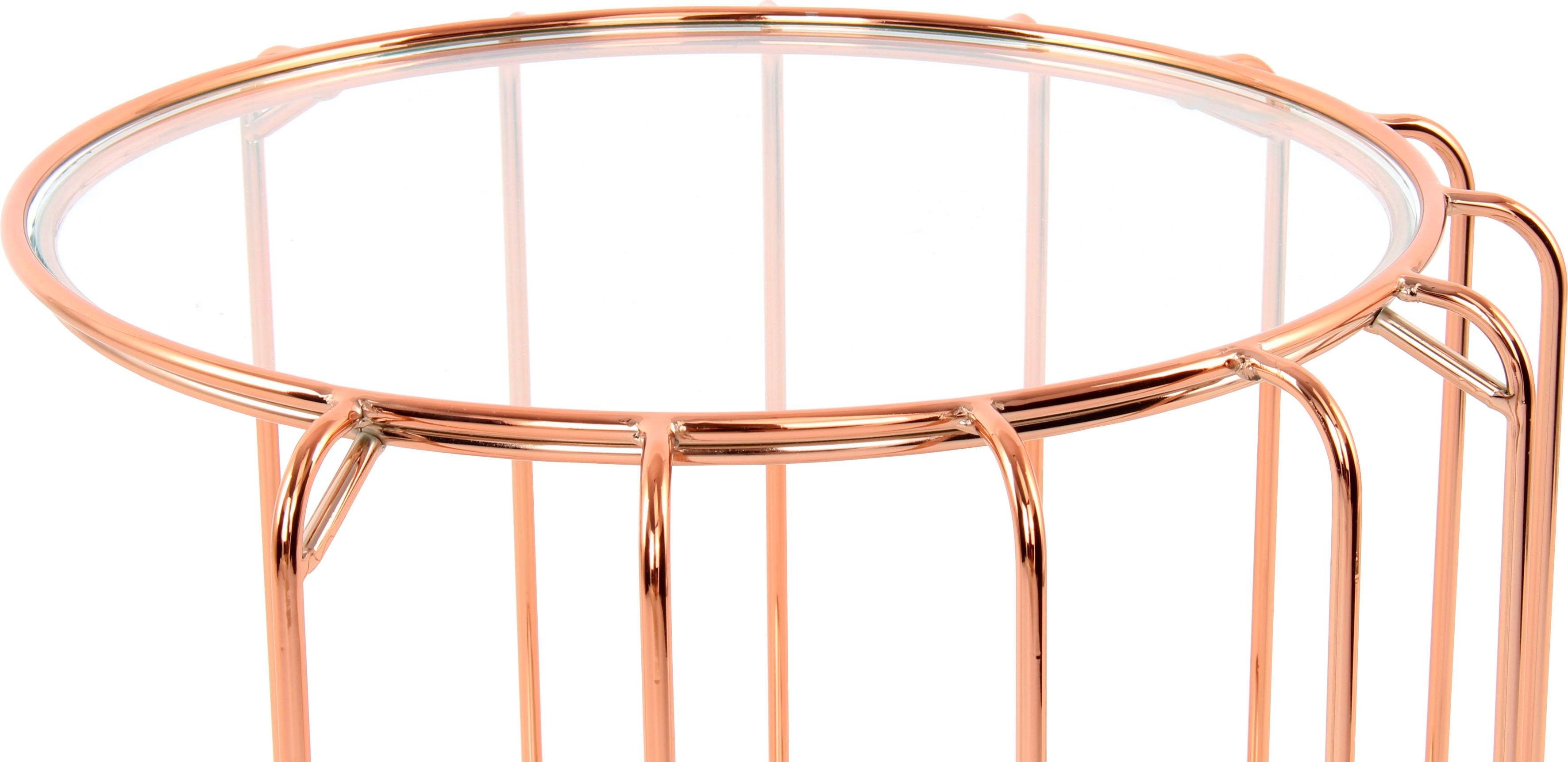 Kayoom Bijzettafel Shirley 110, glamour bijzettafel, ronde open vorm Blikvanger met ultramodern frame, rond met twee plateaus (1 stuk)