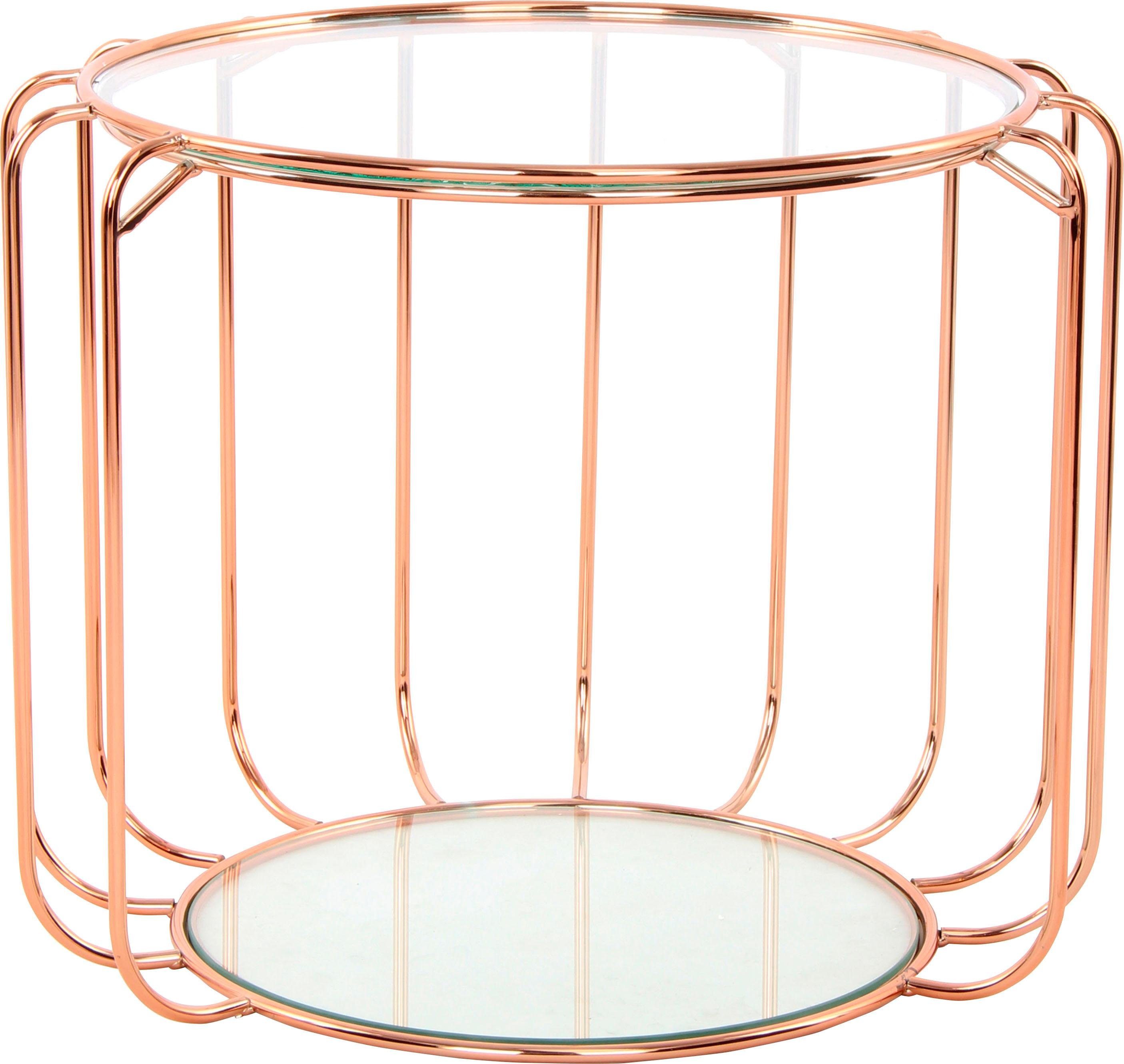 Kayoom Bijzettafel Shirley 110, glamour bijzettafel, ronde open vorm Blikvanger met ultramodern frame, rond met twee plateaus (1 stuk)