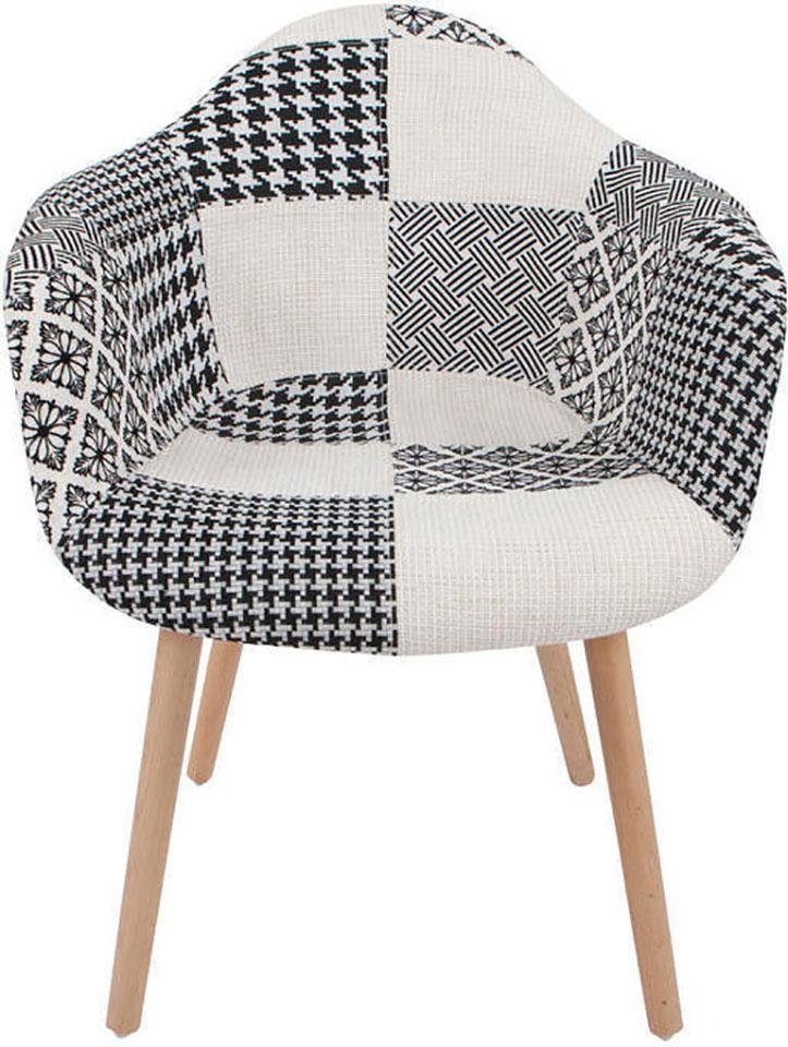 Kayoom Stoel Dave 110 2-delige set Multi, comfortabele stoel met patchworkpatroon stijlvol, elegant, elegante natuurlijk houten poten, aantrekkelijke kleurcombinatie (set, 2 stuks)
