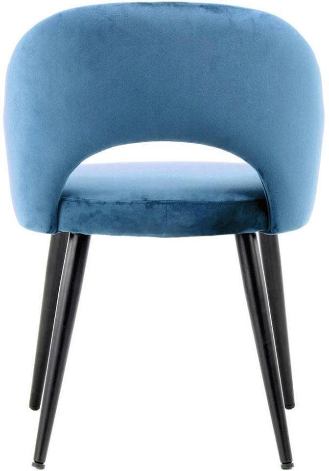 Kayoom Stoel Joris 110 2-delige set, effen ontwerp, met retro-karakter met armleuning, comfortabel, halve maan opening in de rugleuning (set, 2 stuks)